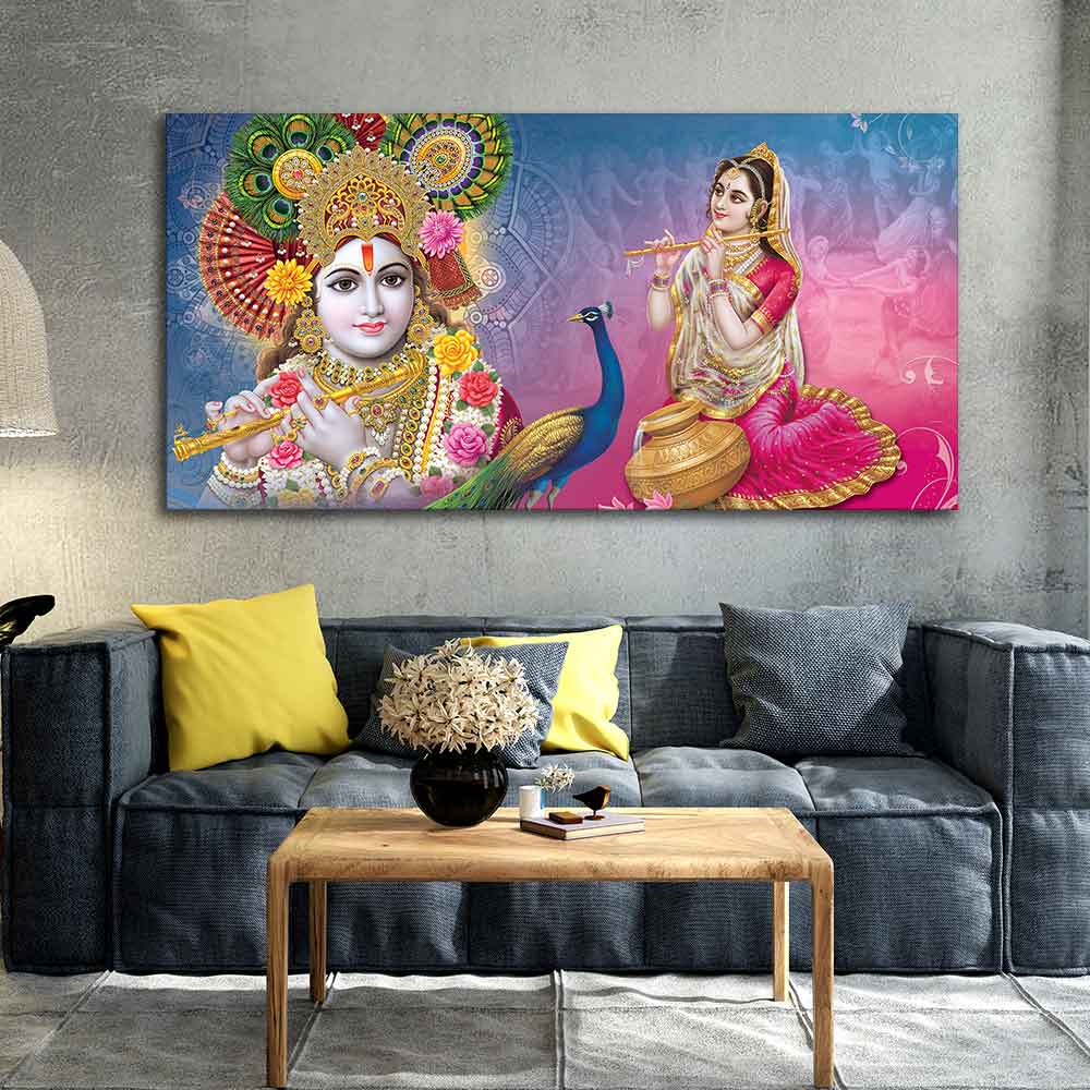 Radha and Kanha Ji Canvas Wall Painting - Image 4