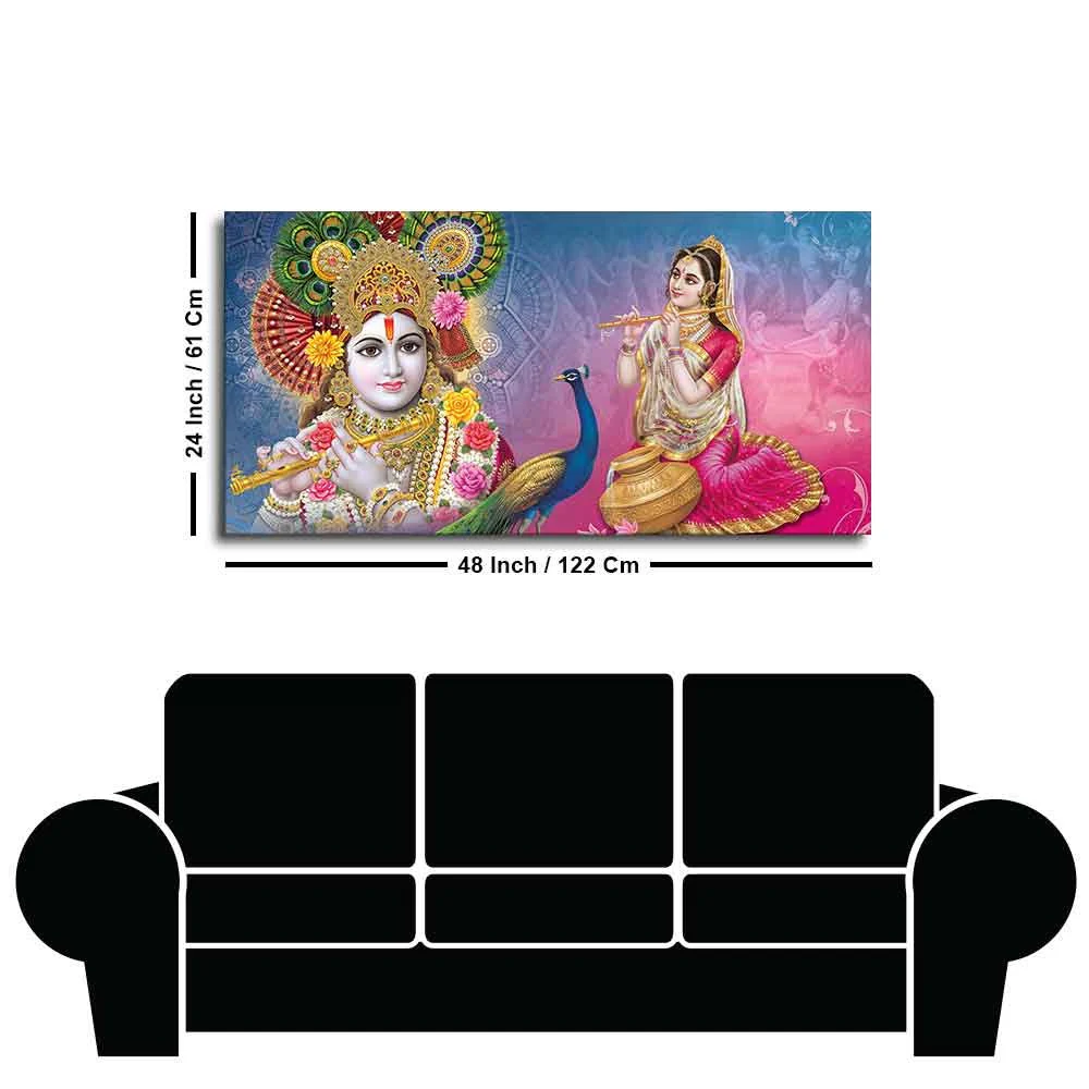 Radha and Kanha Ji Canvas Wall Painting - Image 7