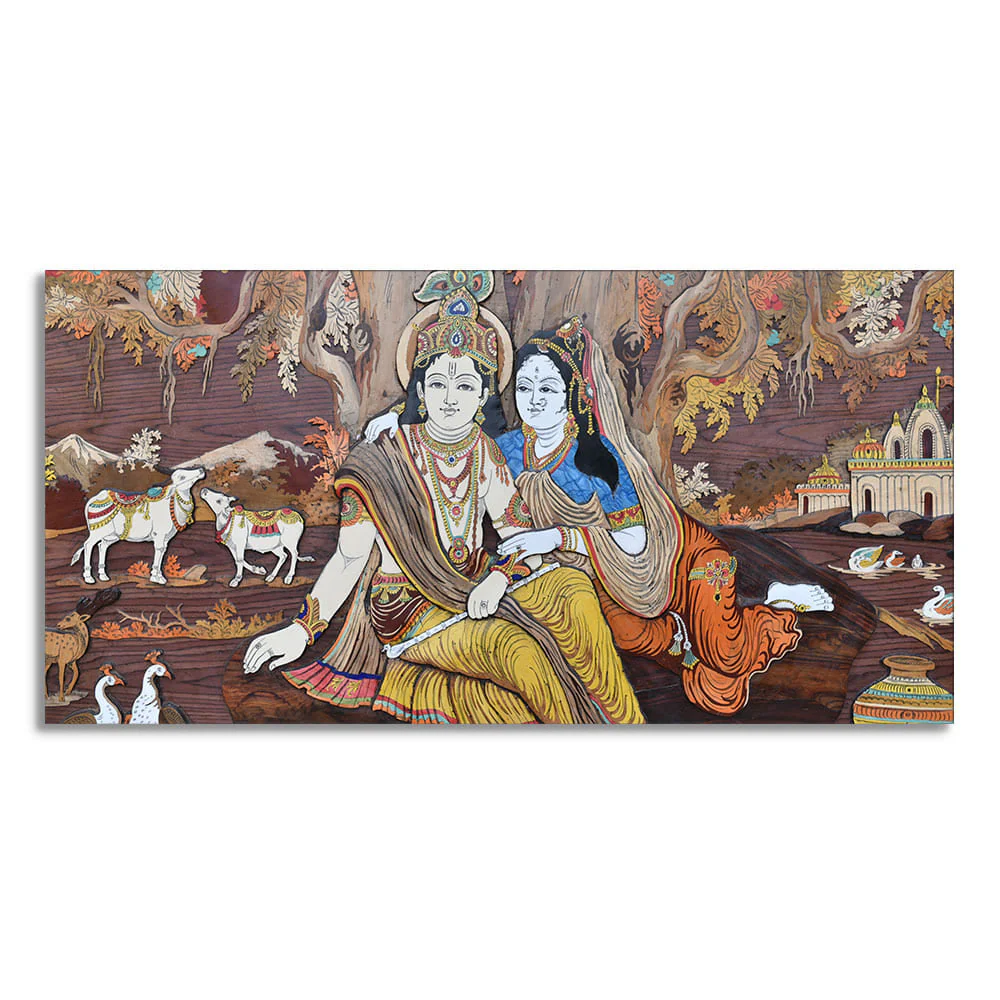 Radha Krishna Canvas Wall Painting - Image 4