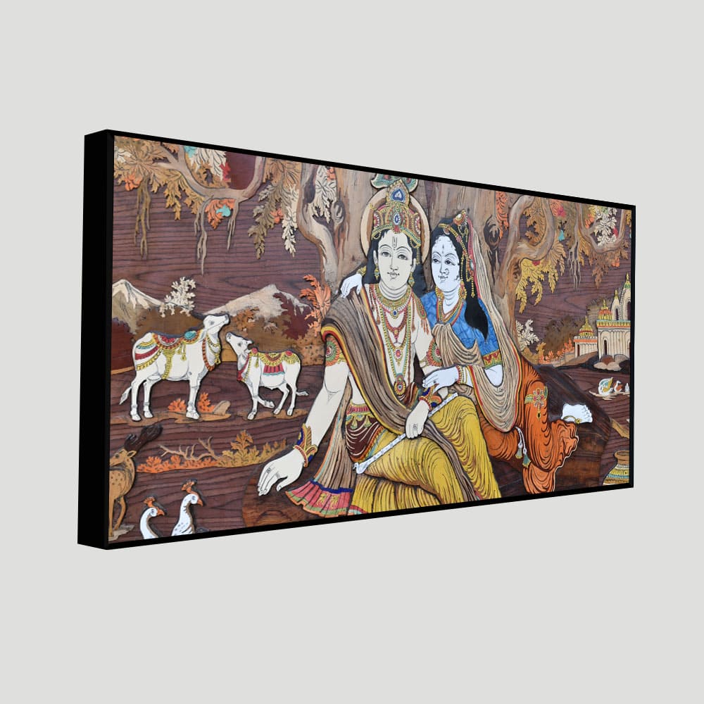 Radha Krishna Canvas Wall Painting - Image 5