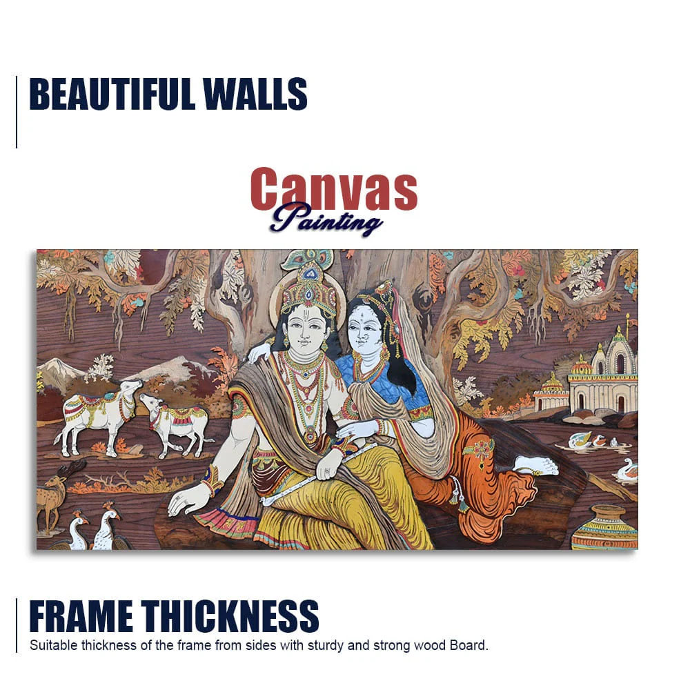 Radha Krishna Canvas Wall Painting - Image 6