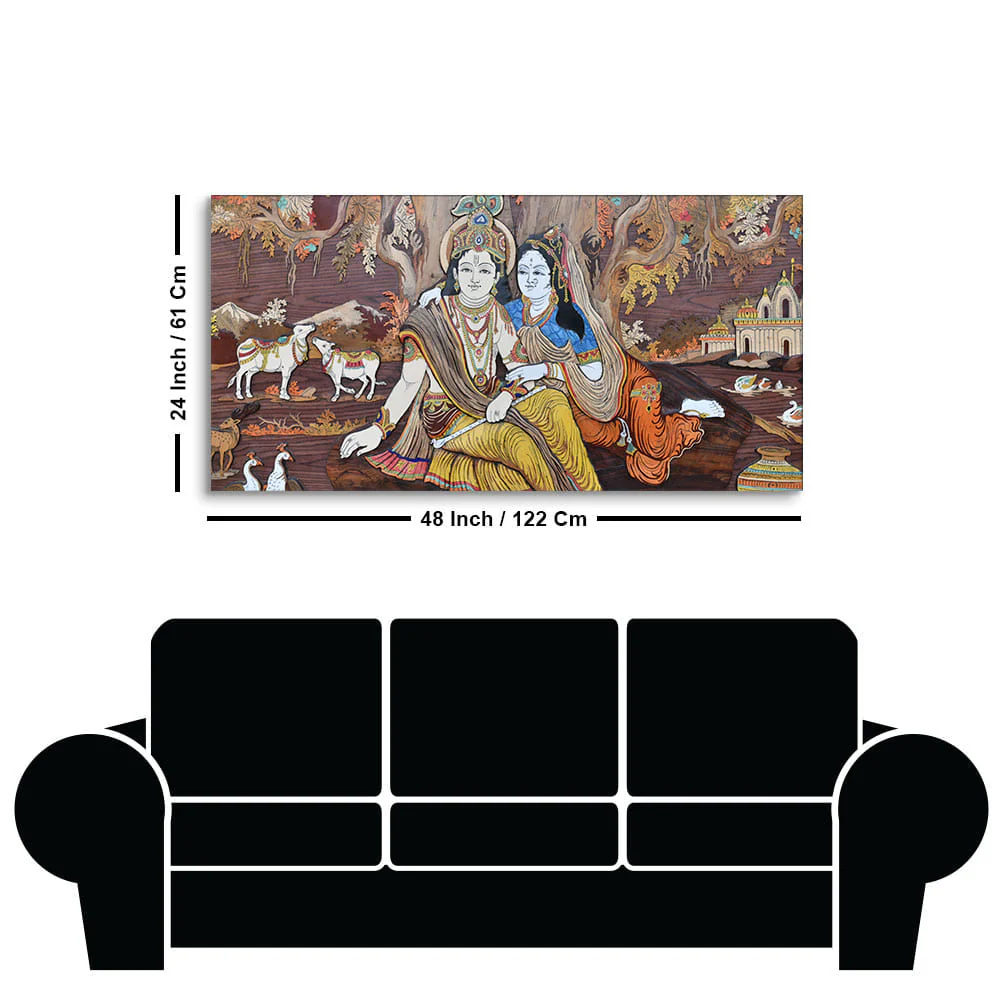 Radha Krishna Canvas Wall Painting - Image 7