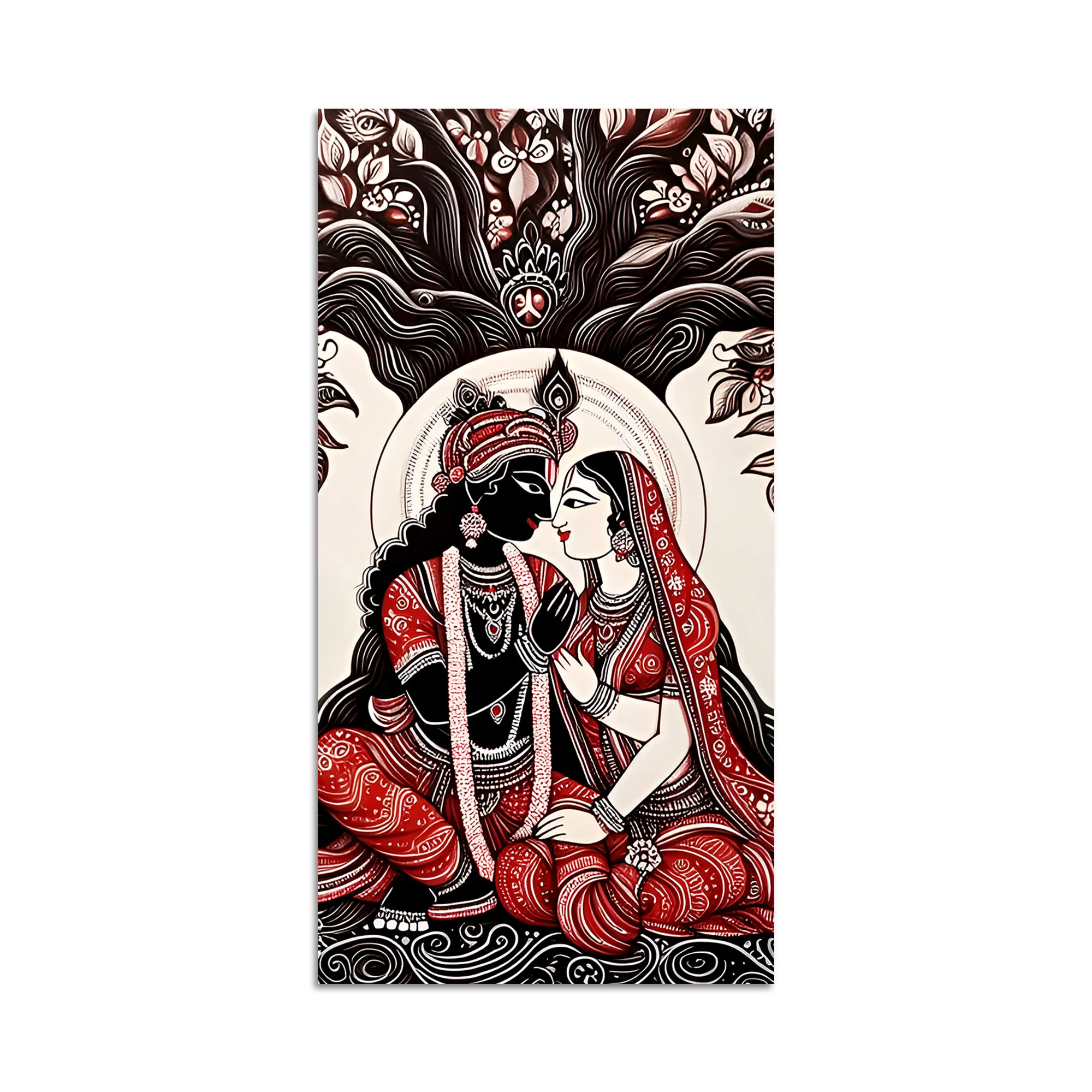 Radha Krishna Canvas Wall Painting | Spiritual Hindu Wall Art for Living Room & Bedroom Décor - Image 4