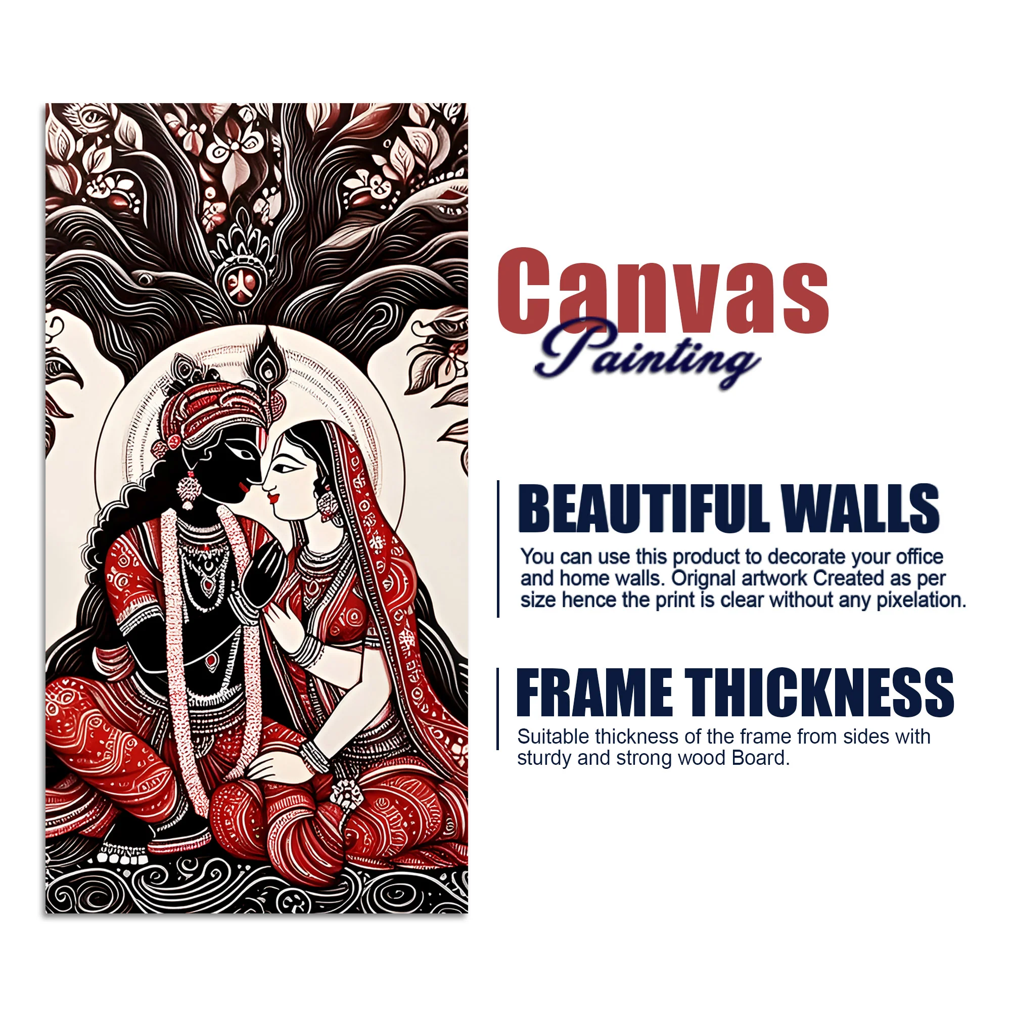 Radha Krishna Canvas Wall Painting | Spiritual Hindu Wall Art for Living Room & Bedroom Décor - Image 7