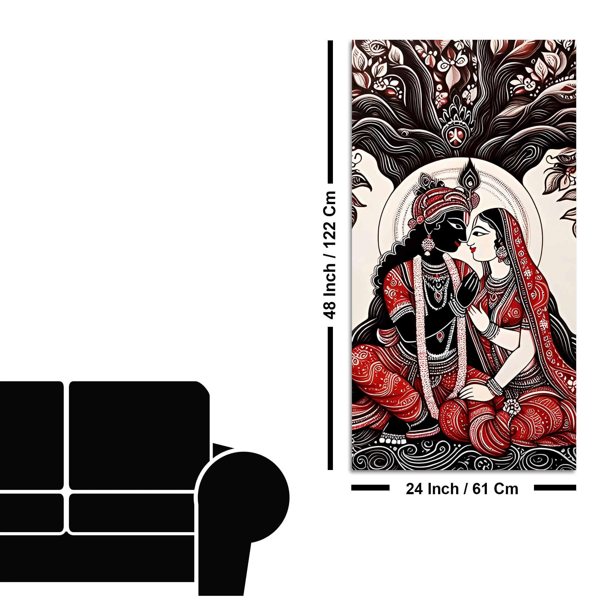 Radha Krishna Canvas Wall Painting | Spiritual Hindu Wall Art for Living Room & Bedroom Décor - Image 8