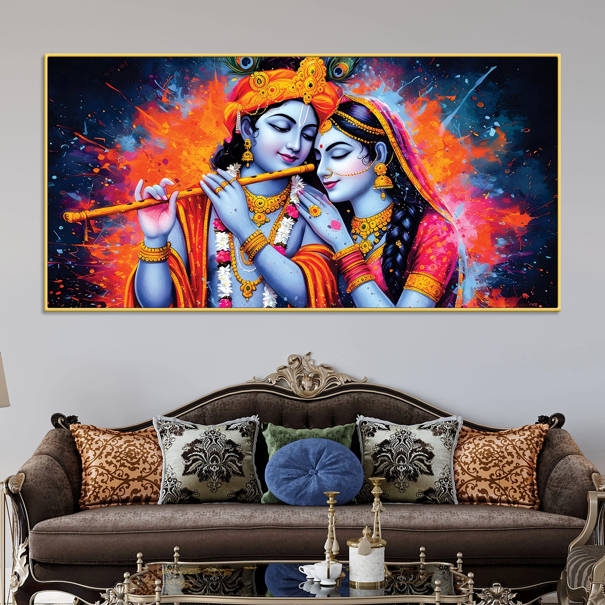 Radha Krishna Color Splash Modern Painting