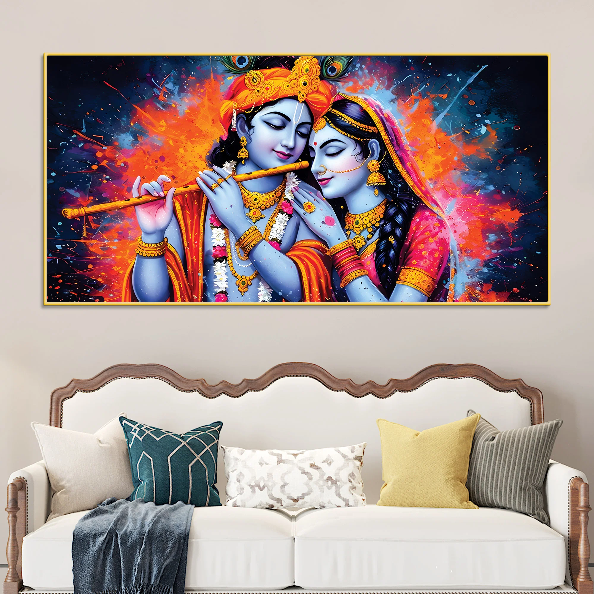 Radha Krishna Color Splash Modern Painting - Image 2