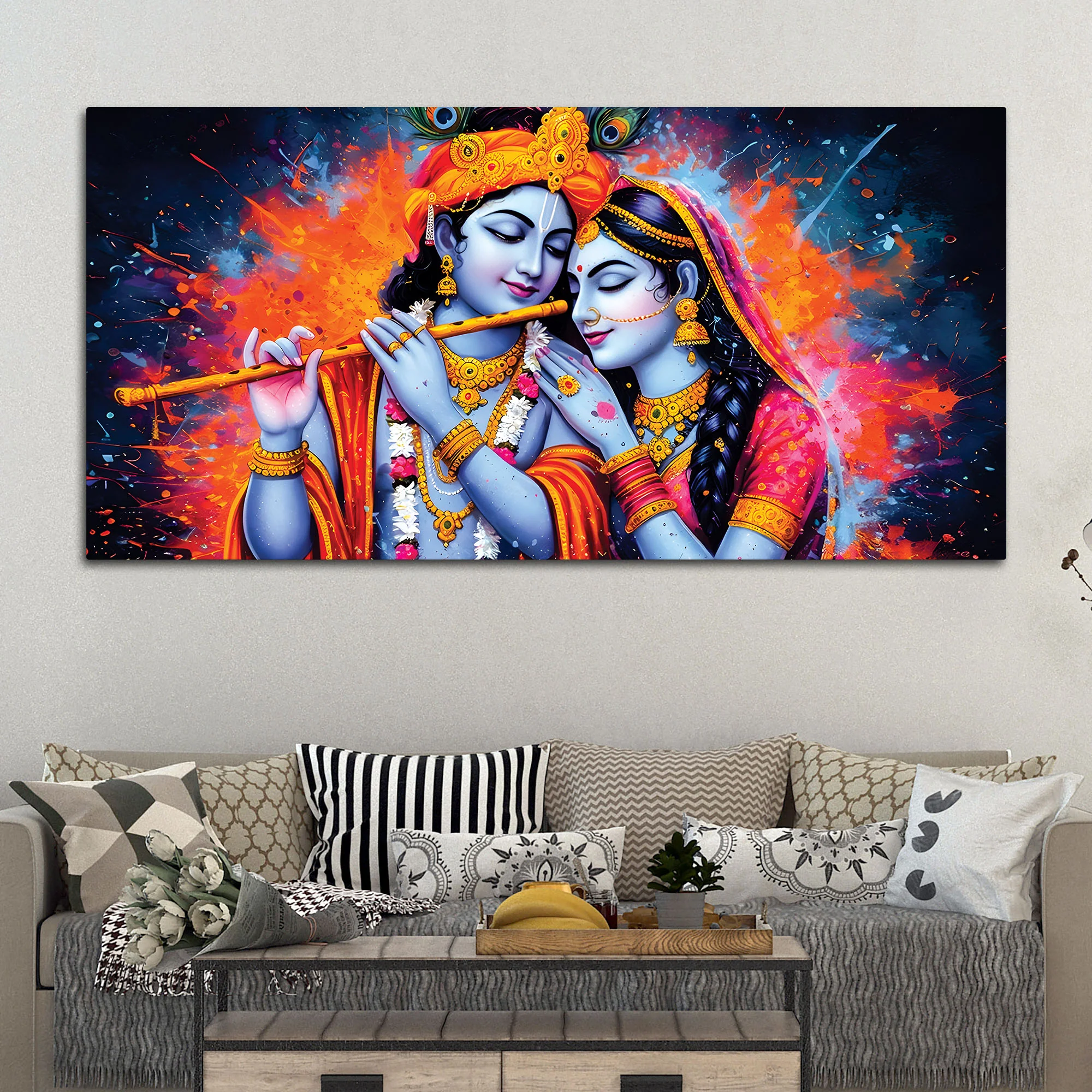 Radha Krishna Color Splash Modern Painting - Image 3