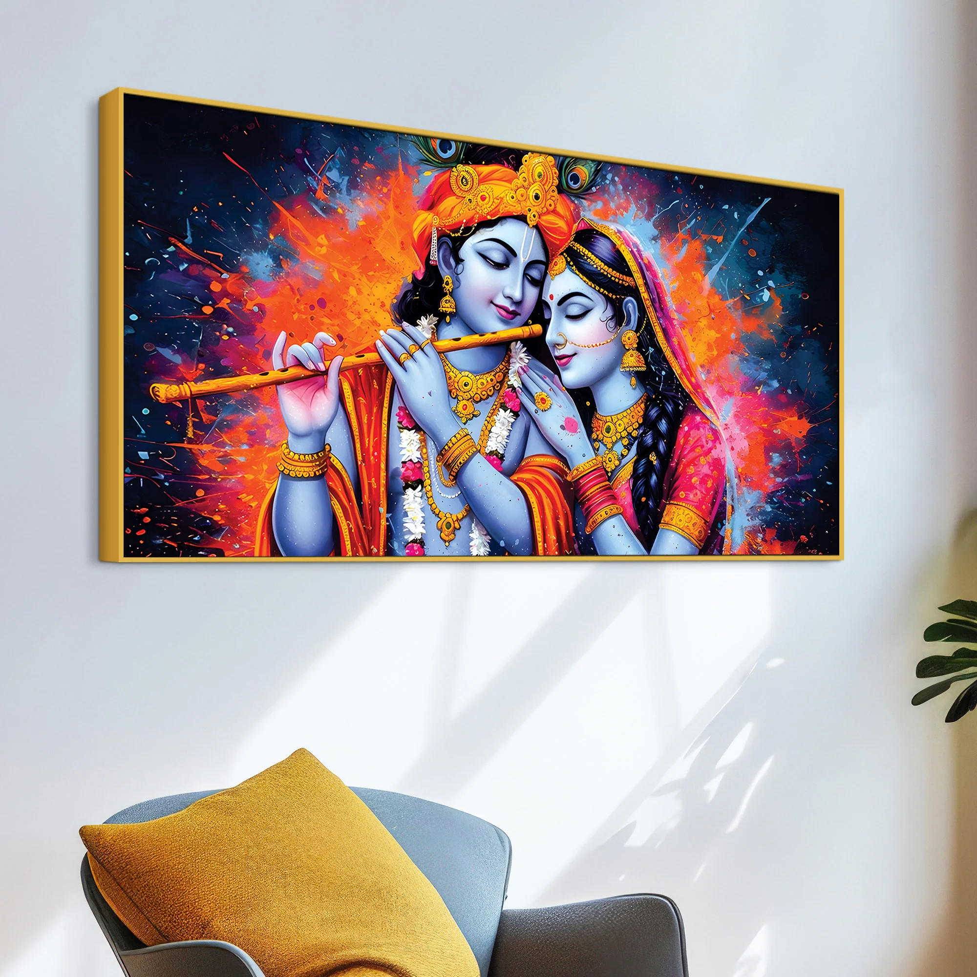 Radha Krishna Color Splash Modern Painting - Image 5