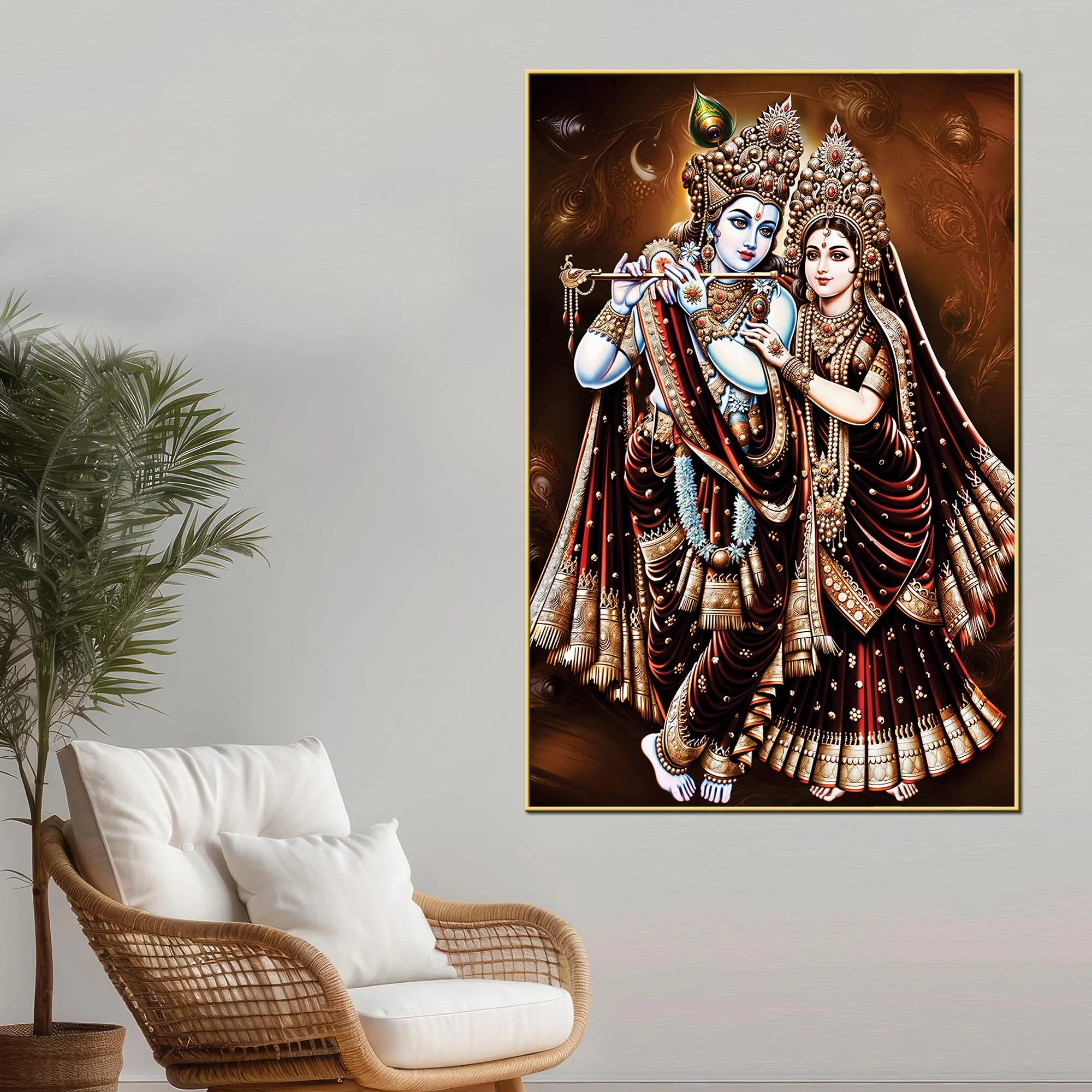 Radha Krishna Devotional Painting | Hindu Religious Décor - Image 2