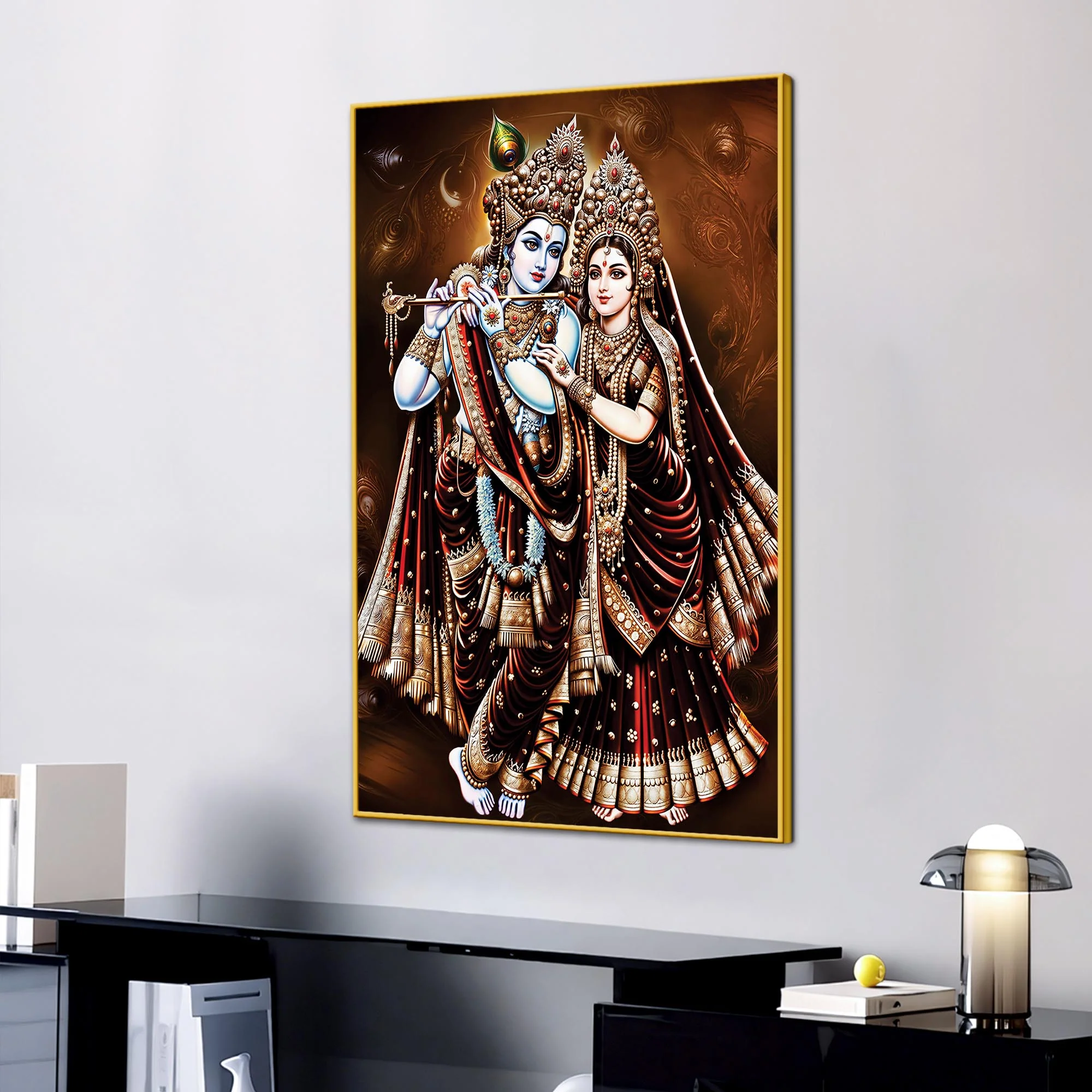 Radha Krishna Devotional Painting | Hindu Religious Décor - Image 3