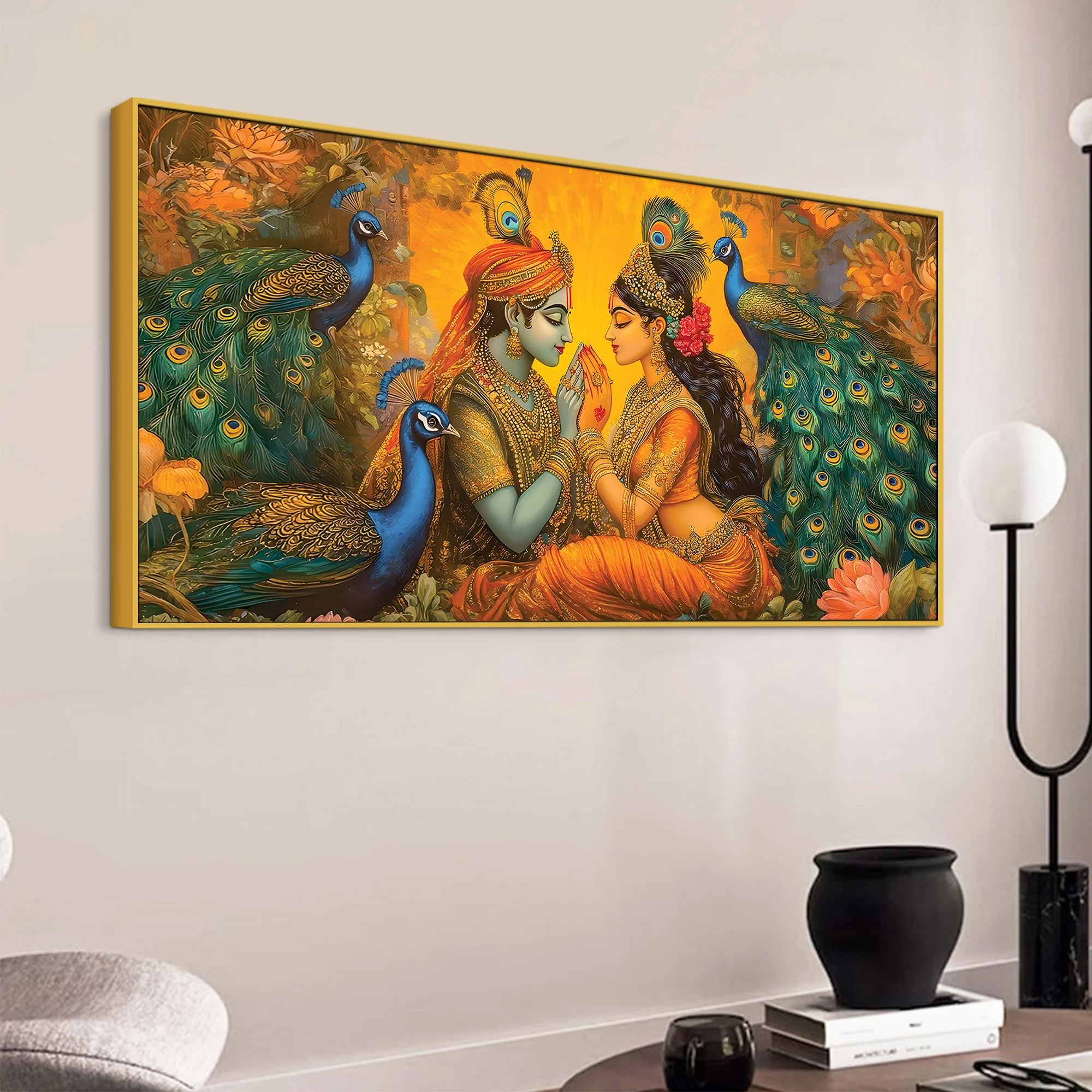 Radha Krishna Divine Peacock Theme Painting - Image 5