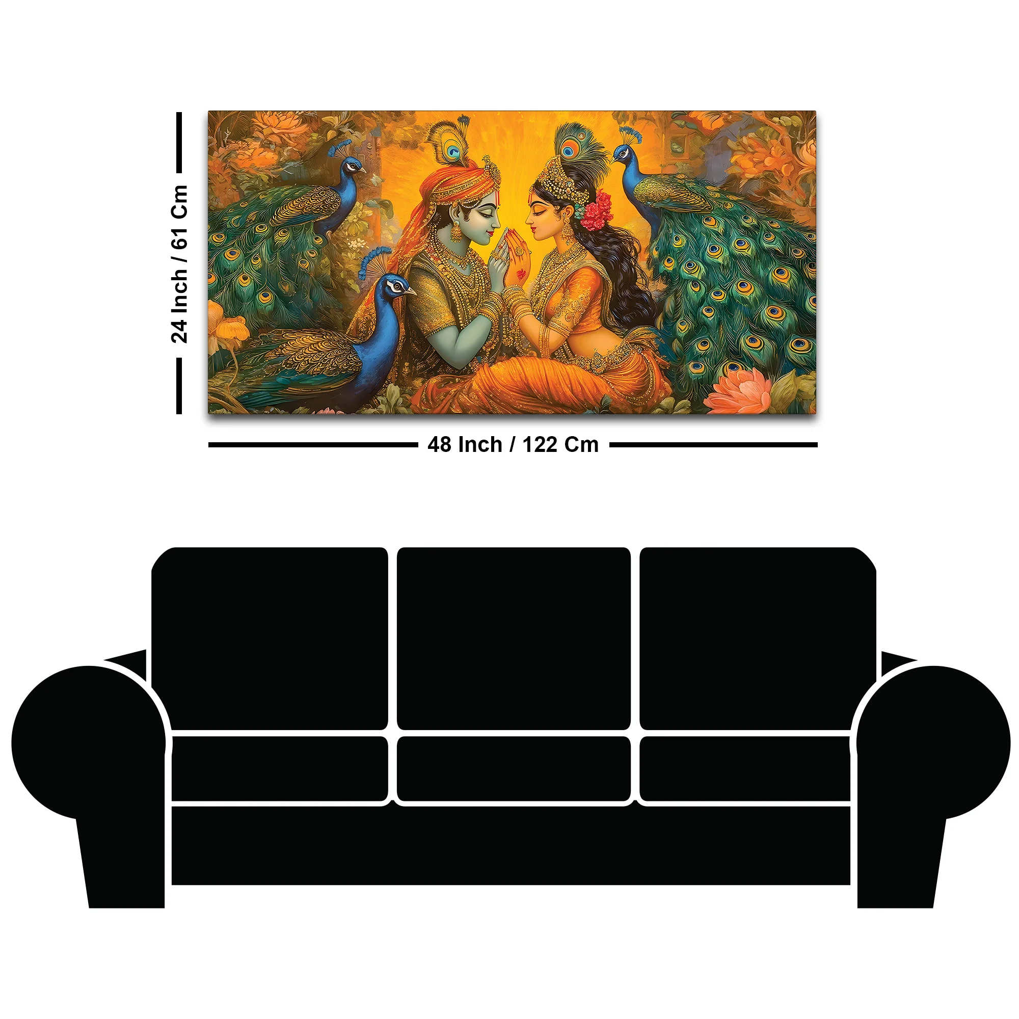 Radha Krishna Divine Peacock Theme Painting - Image 8