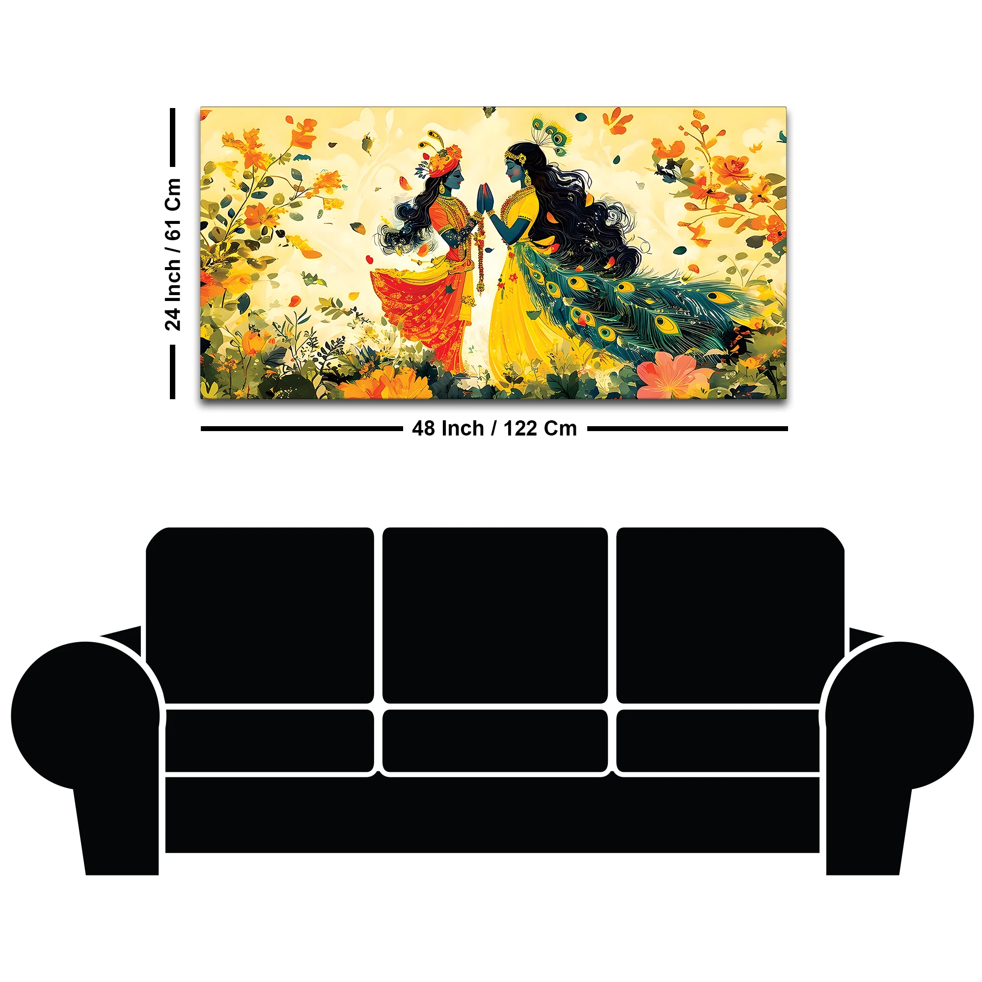 Radha Krishna Floral Spiritual Canvas Wall Painting for Home Decor - Image 8