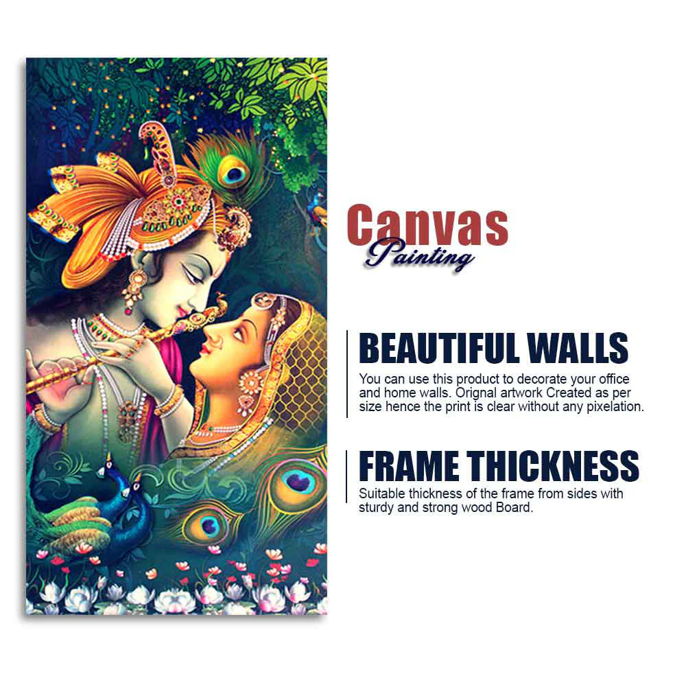 Radha Krishna in Anand Vatika Canvas Wall Painting for Hall - Image 8