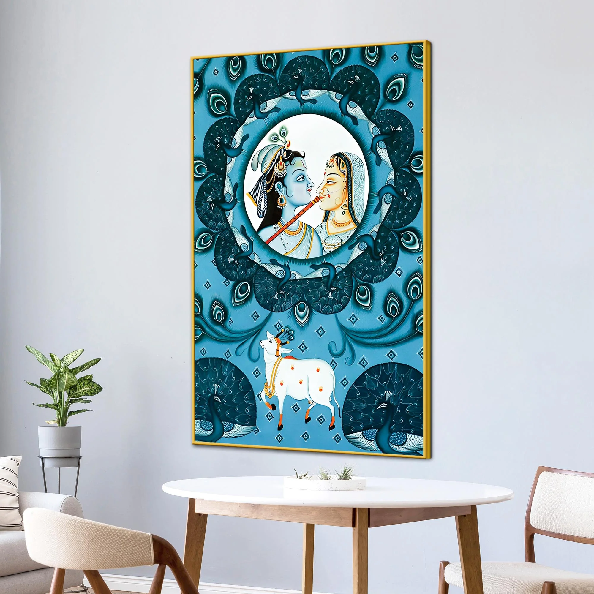 Radha Krishna Love Scene Pichwai Painting | Nathdwara Art - Image 3