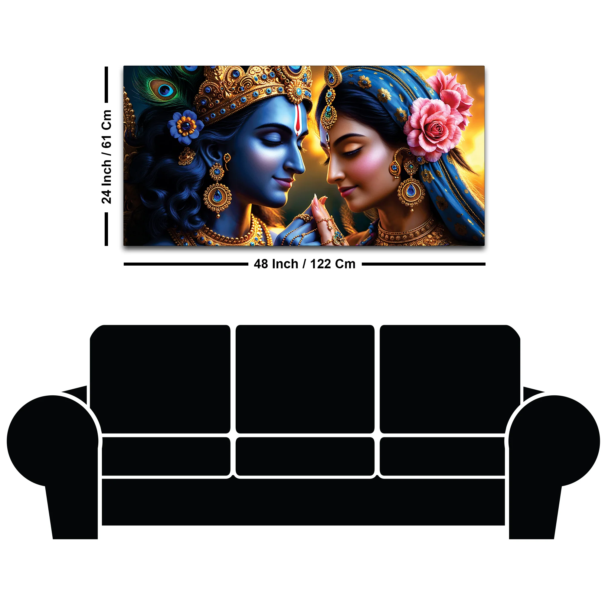 Radha Krishna Luxury Canvas Painting for Spiritual Wall Decor - Image 8