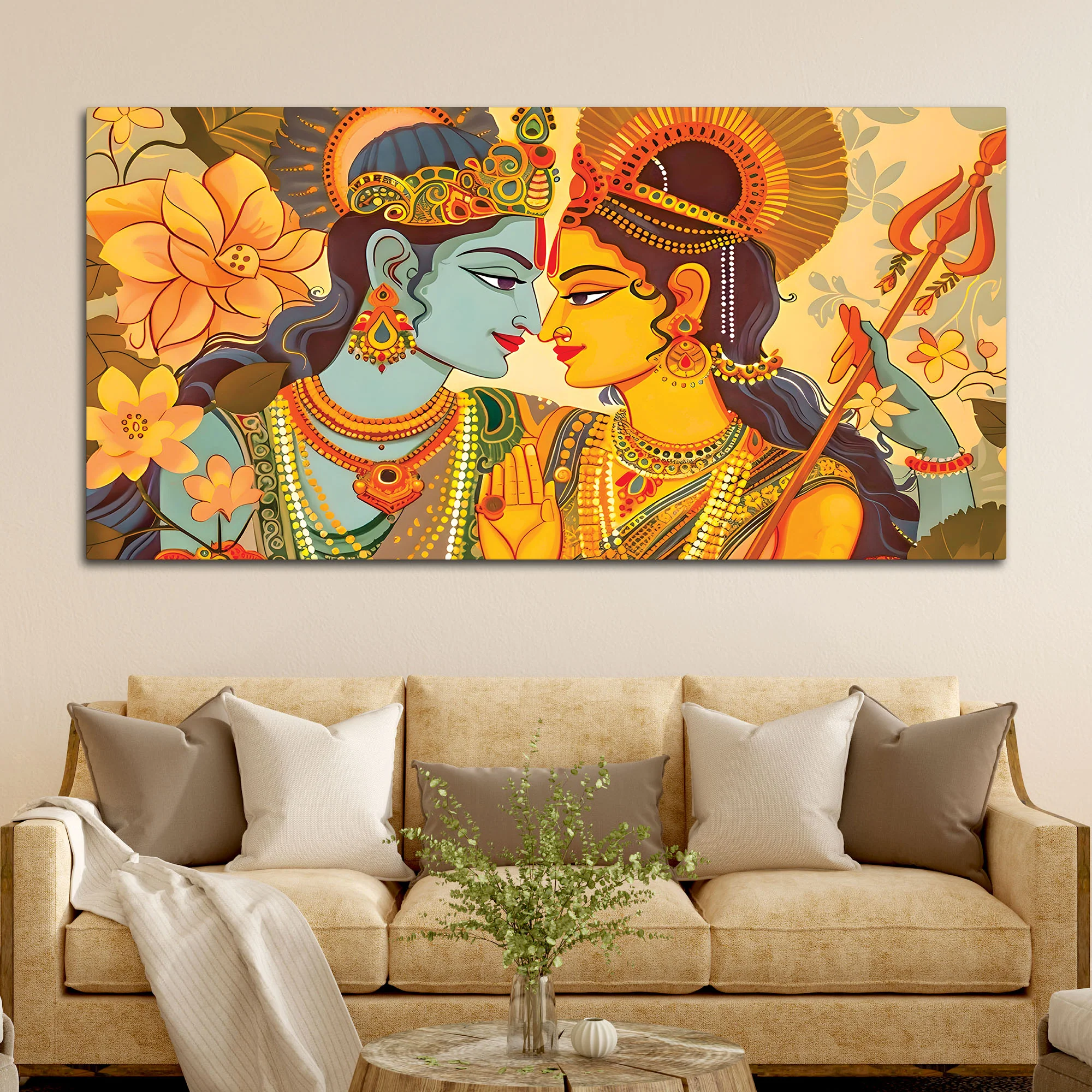 Radha Krishna Modern Indian Painting for Home Décor - Image 3