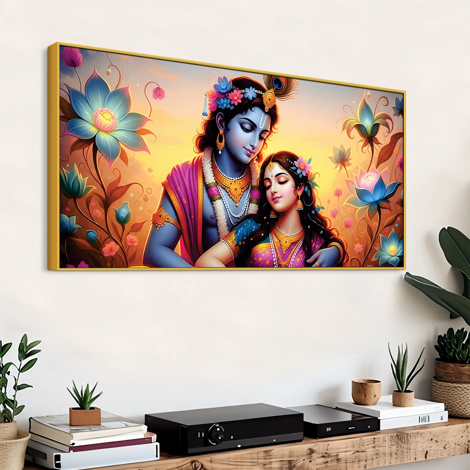 Radha Krishna Modern Wall Art Canvas Wall Painting - Image 4