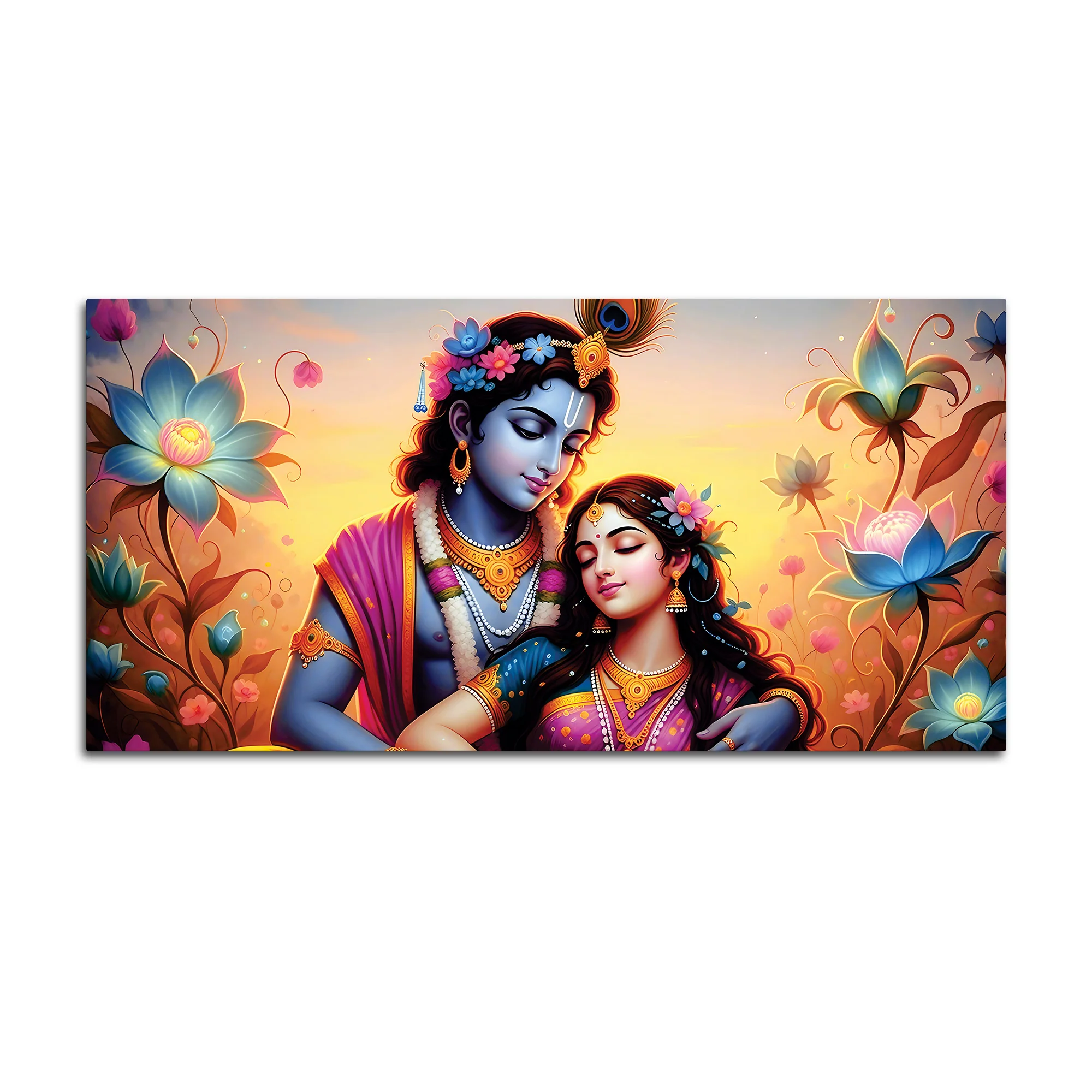 Radha Krishna Modern Wall Art Canvas Wall Painting - Image 7