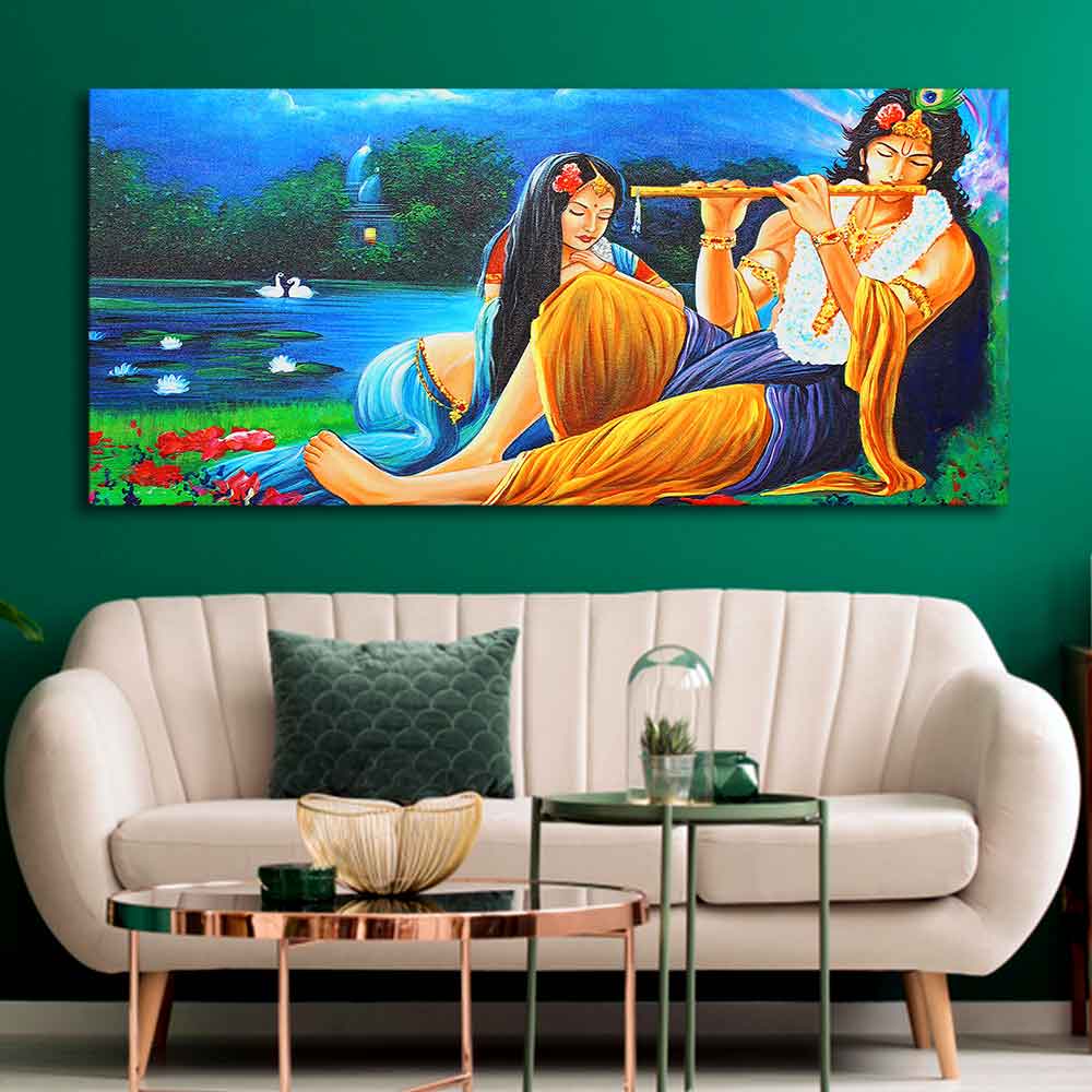 Radha Krishna Painting Canvas Big Wall Painting - Image 2