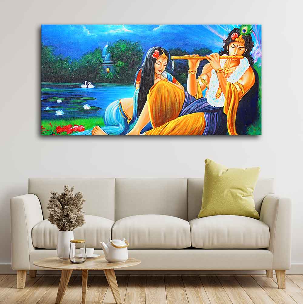 Radha Krishna Painting Canvas Big Wall Painting Wall Art - Image 2