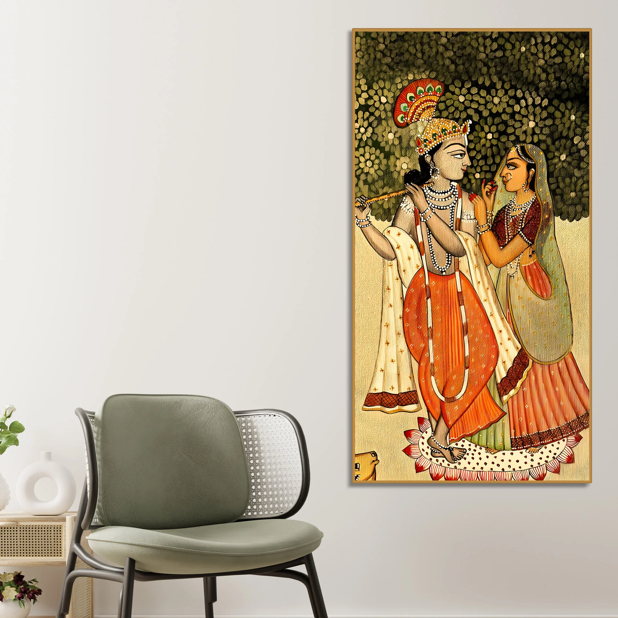 Radha Krishna Pichwai Style Canvas Painting | Devotional Wall Art - Image 2