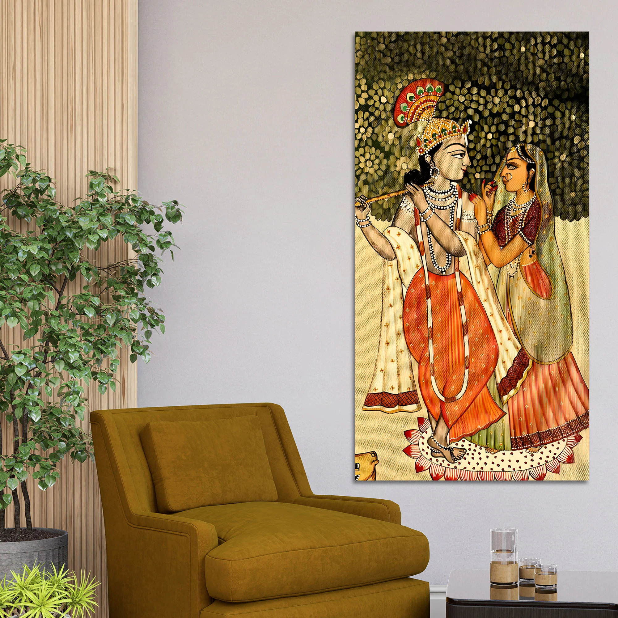 Radha Krishna Pichwai Style Canvas Painting | Devotional Wall Art - Image 3