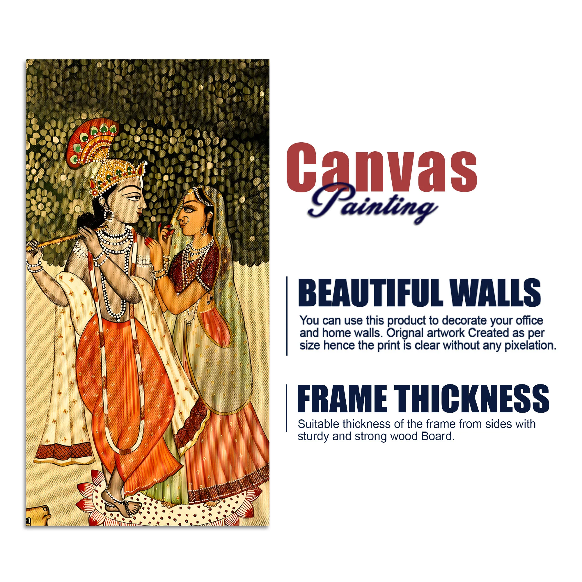 Radha Krishna Pichwai Style Canvas Painting | Devotional Wall Art - Image 7