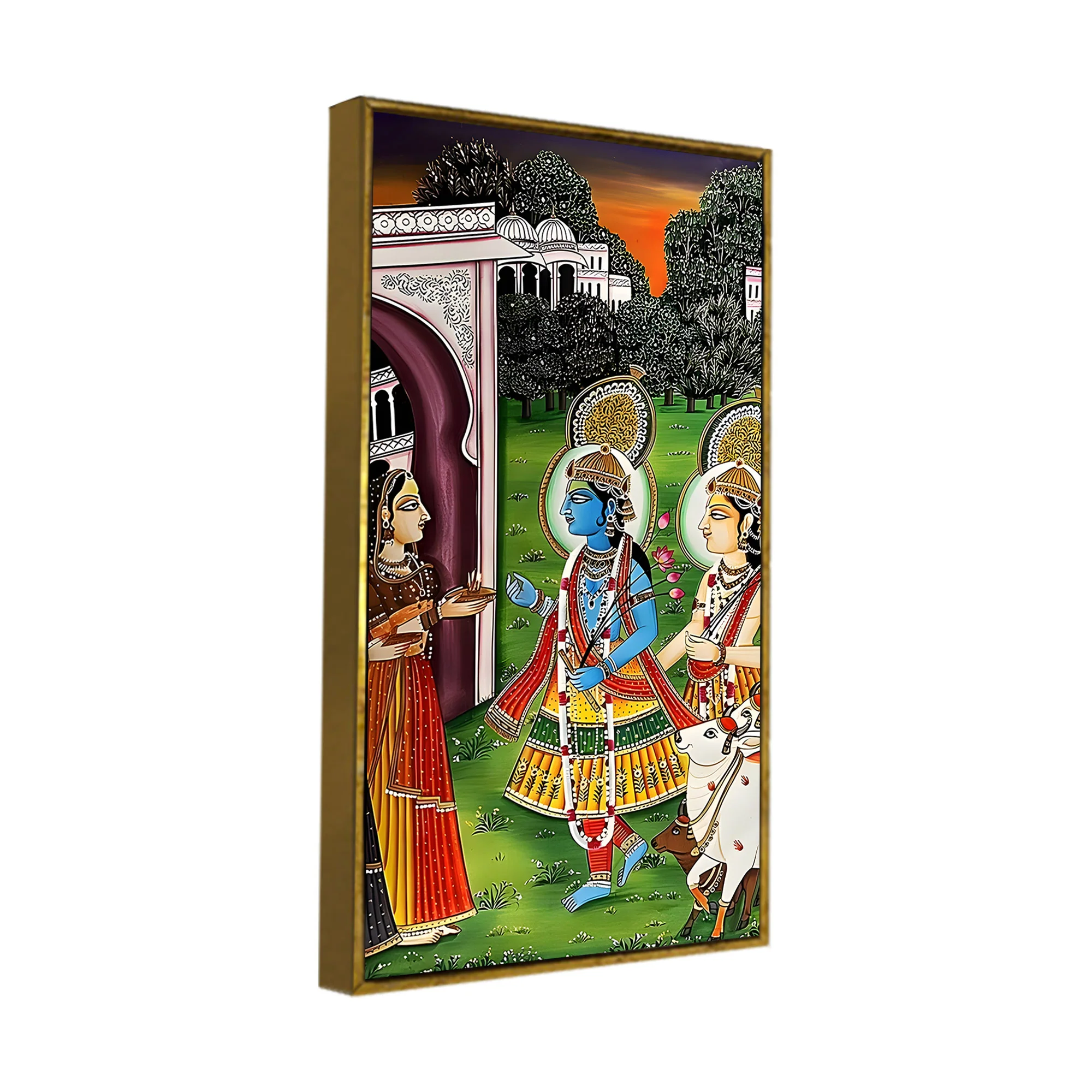 Radha Krishna Pichwai Style Canvas Painting | Spiritual Wall Decor for Home - Image 6