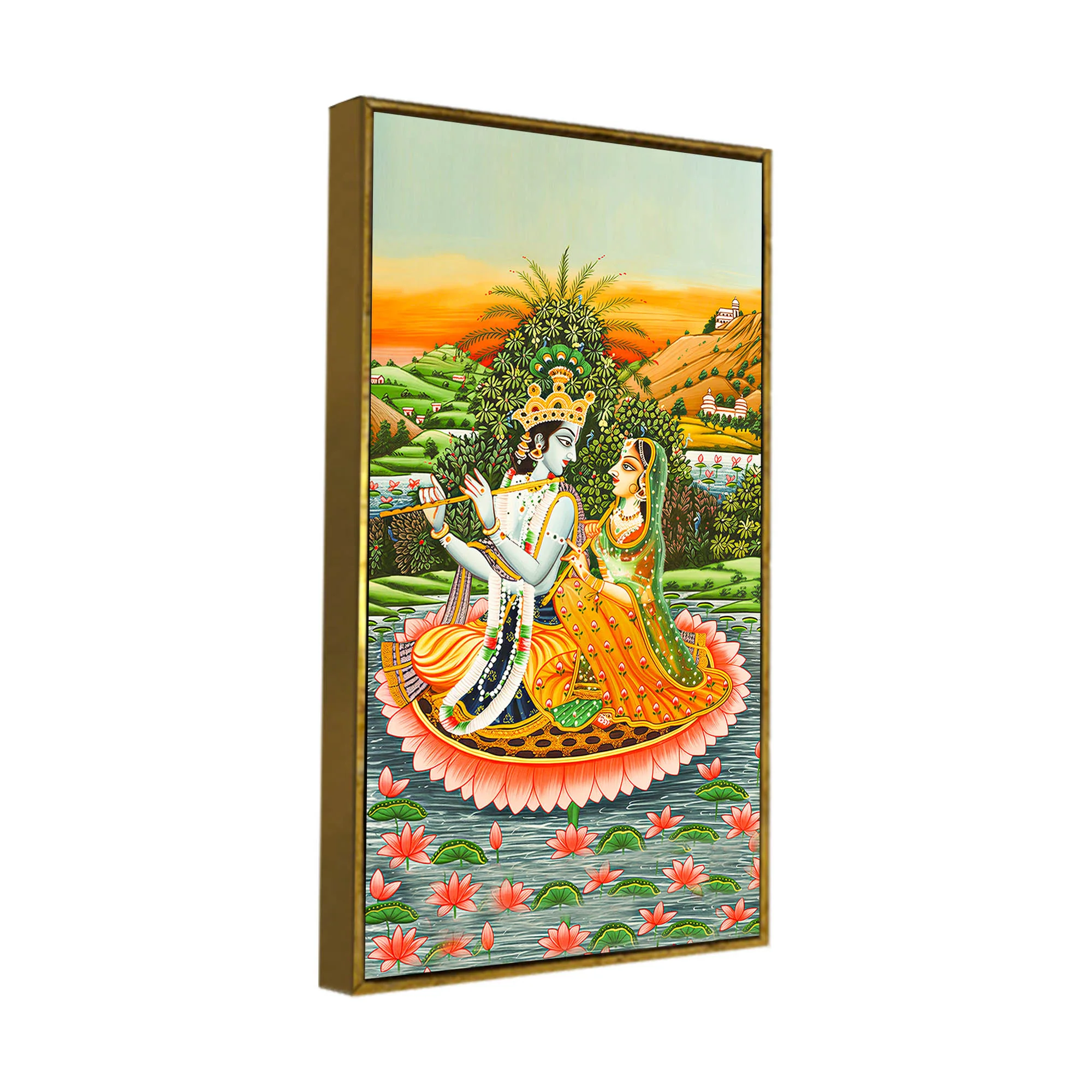 Radha Krishna Pichwai Style Canvas Wall Painting | Devotional Living Room Decor - Image 6