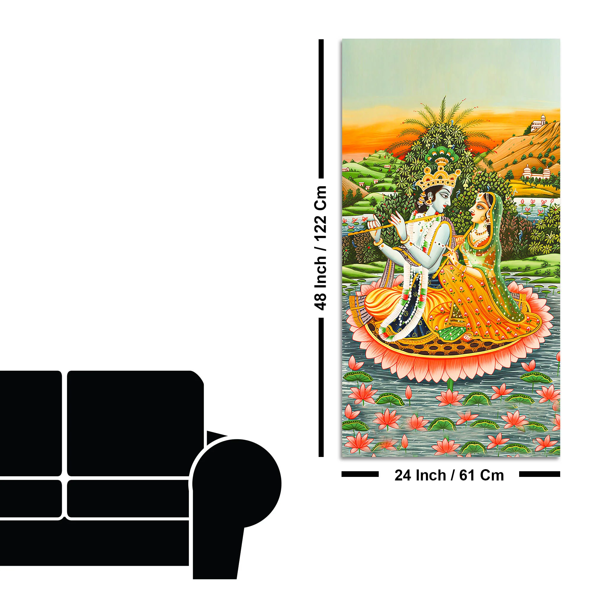 Radha Krishna Pichwai Style Canvas Wall Painting | Devotional Living Room Decor - Image 8