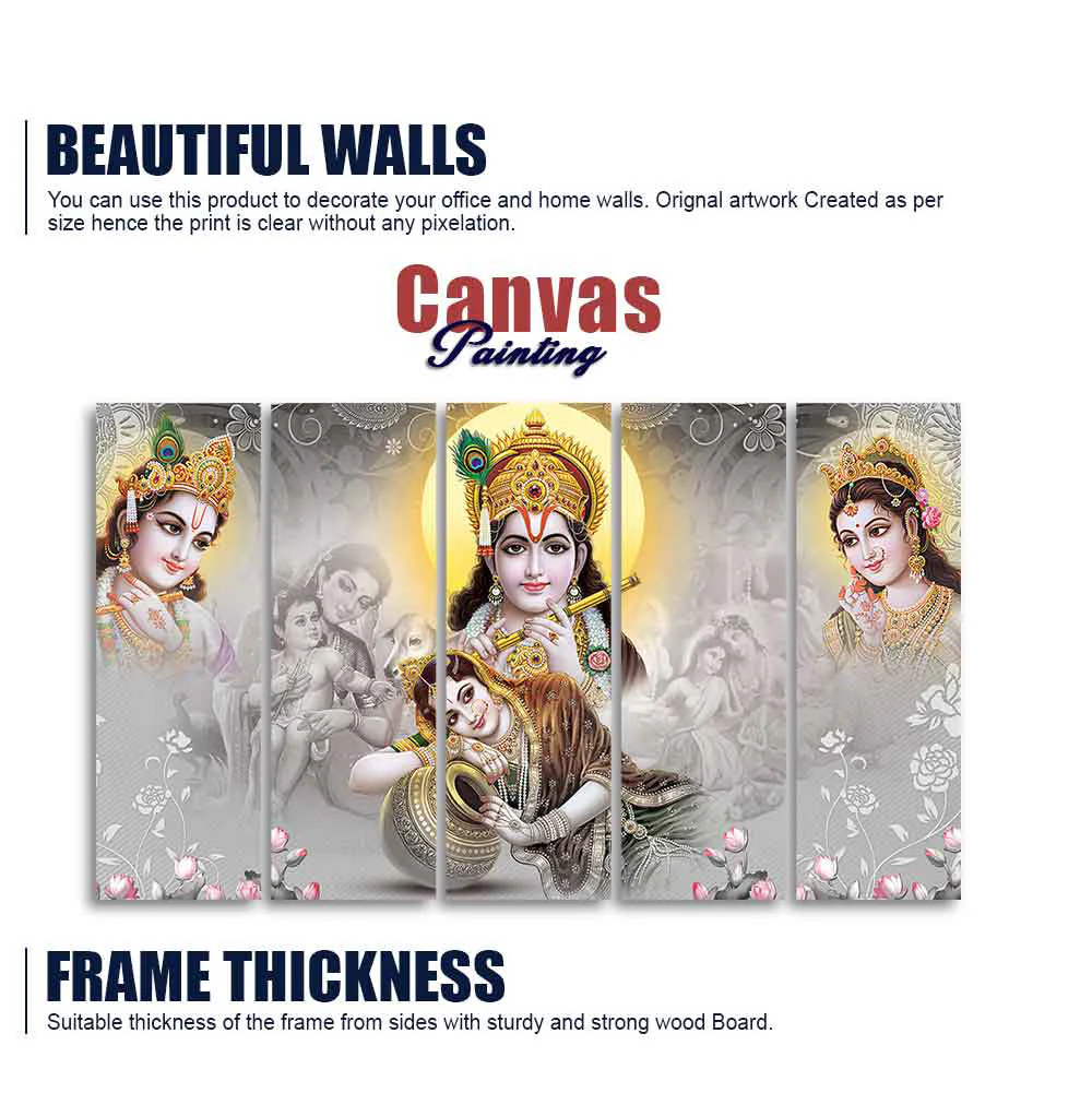 Radha Krishna Premium Wall Painting of Five Pieces - Image 5