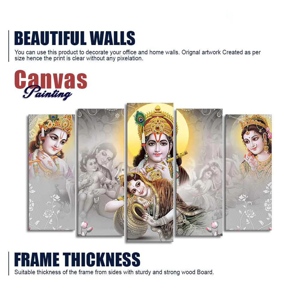 Radha Krishna Premium Wall Painting of Five Pieces Set - Image 6