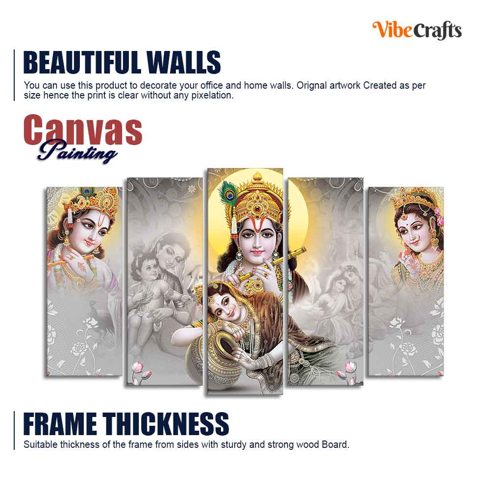 Radha Krishna Premium Wall Painting of Five Pieces Set - Image 6