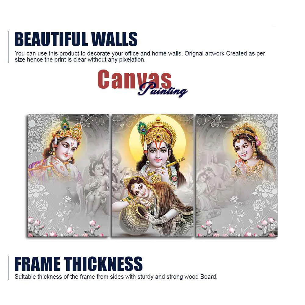 Radha Krishna Preumium Wall Painting of 3 Pieces - Image 6