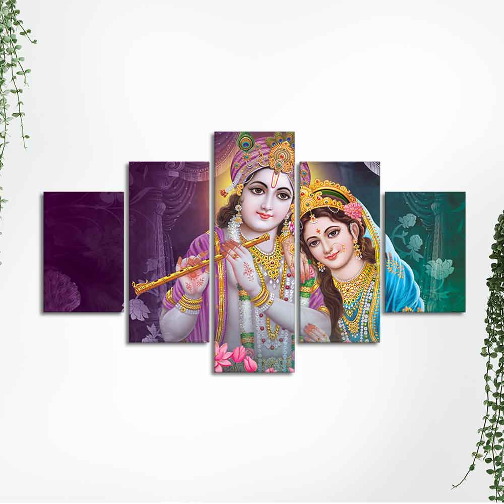Radha Krishna Religious Wall Painting Set of Five - Image 5
