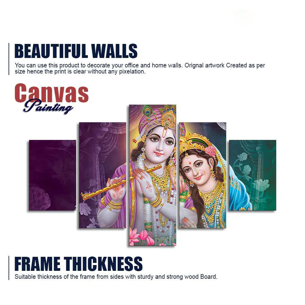Radha Krishna Religious Wall Painting Set of Five - Image 6