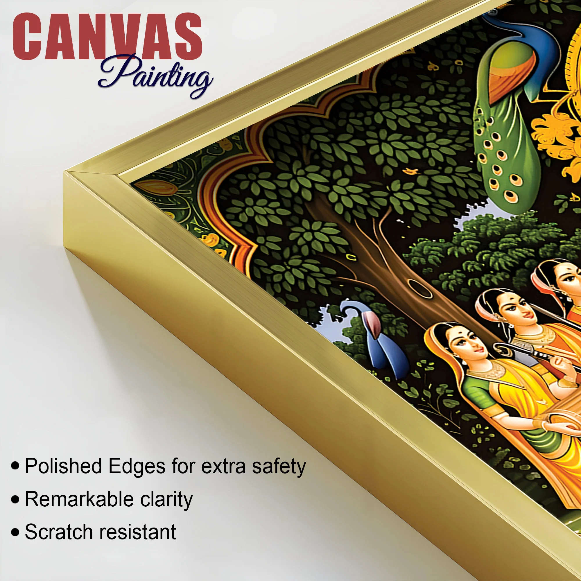 Radha Krishna Royal Darbar Spiritual Painting - Image 6