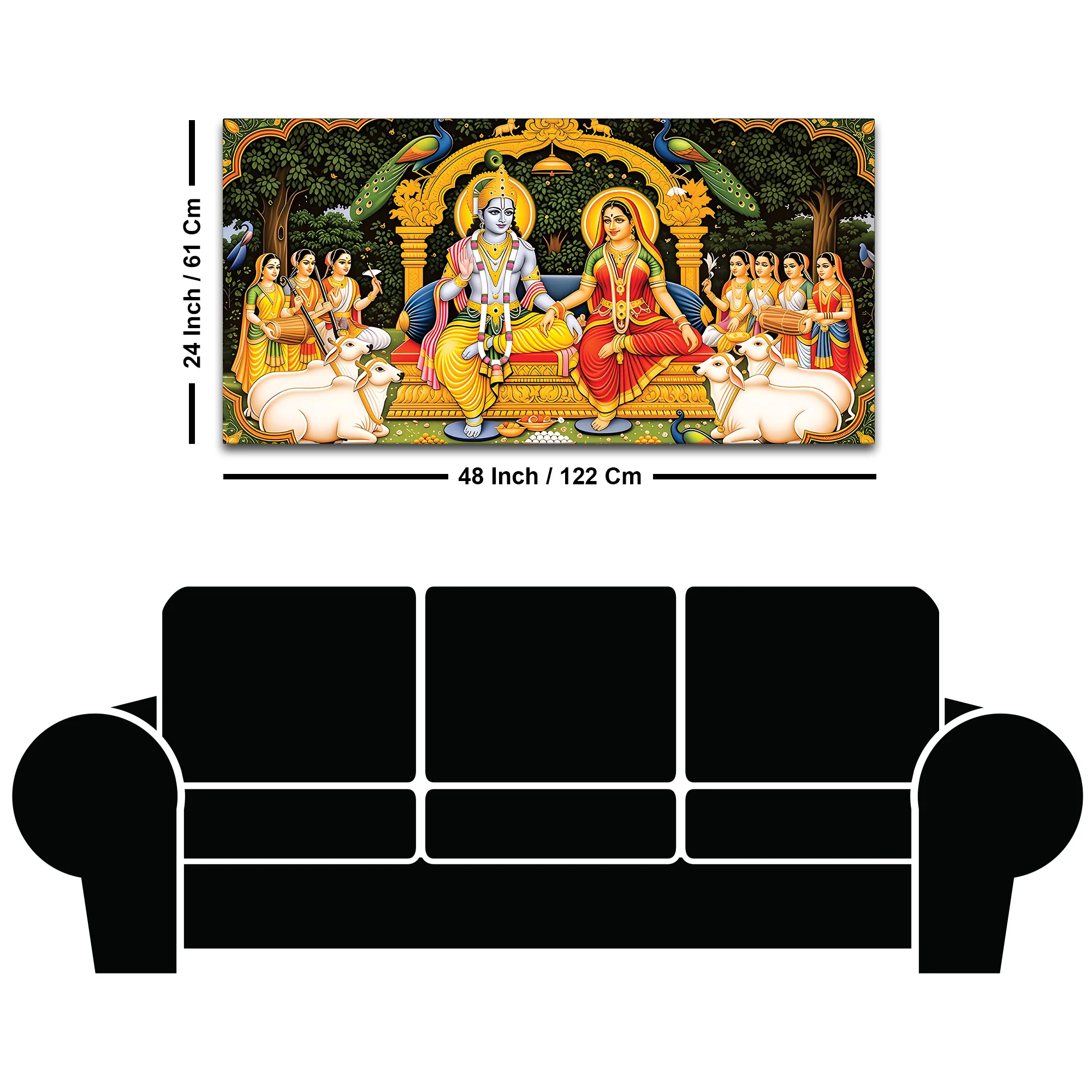 Radha Krishna Royal Darbar Spiritual Painting - Image 8