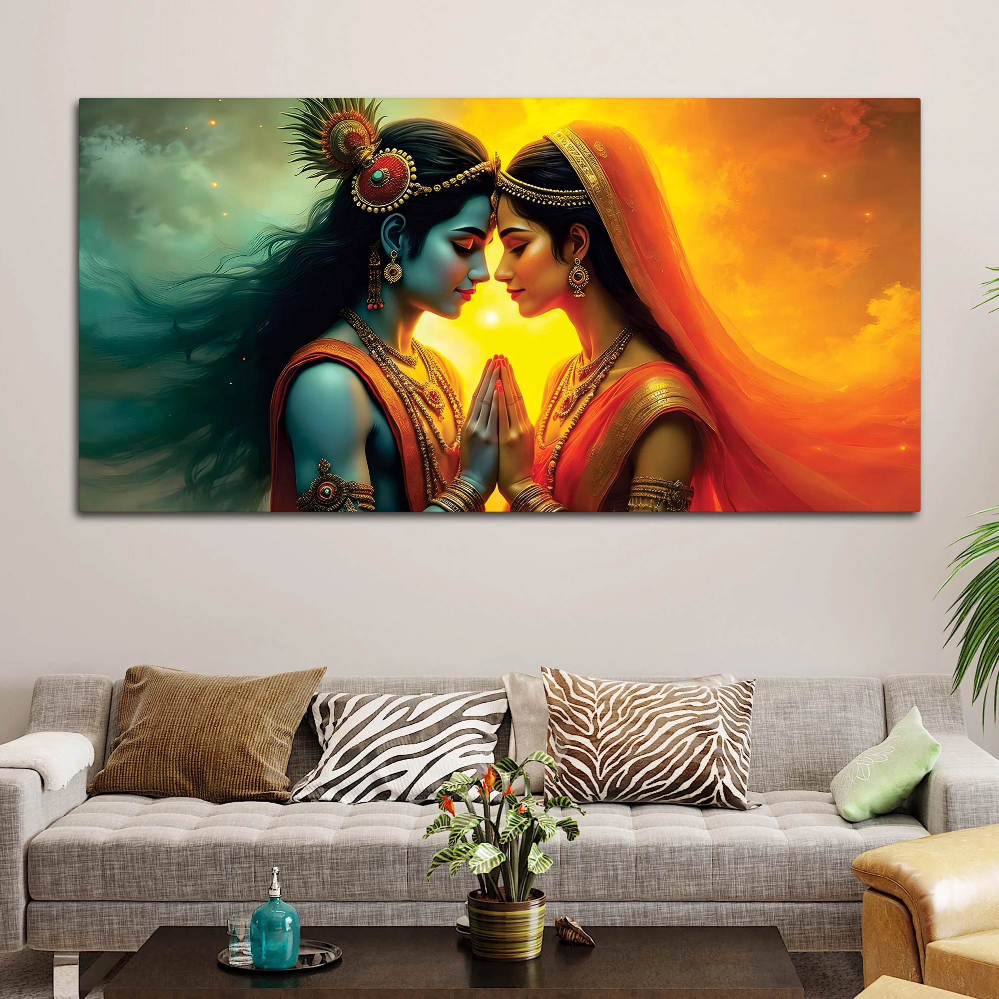 Radha Krishna Serene Canvas Wall Painting for Living Room - Image 3
