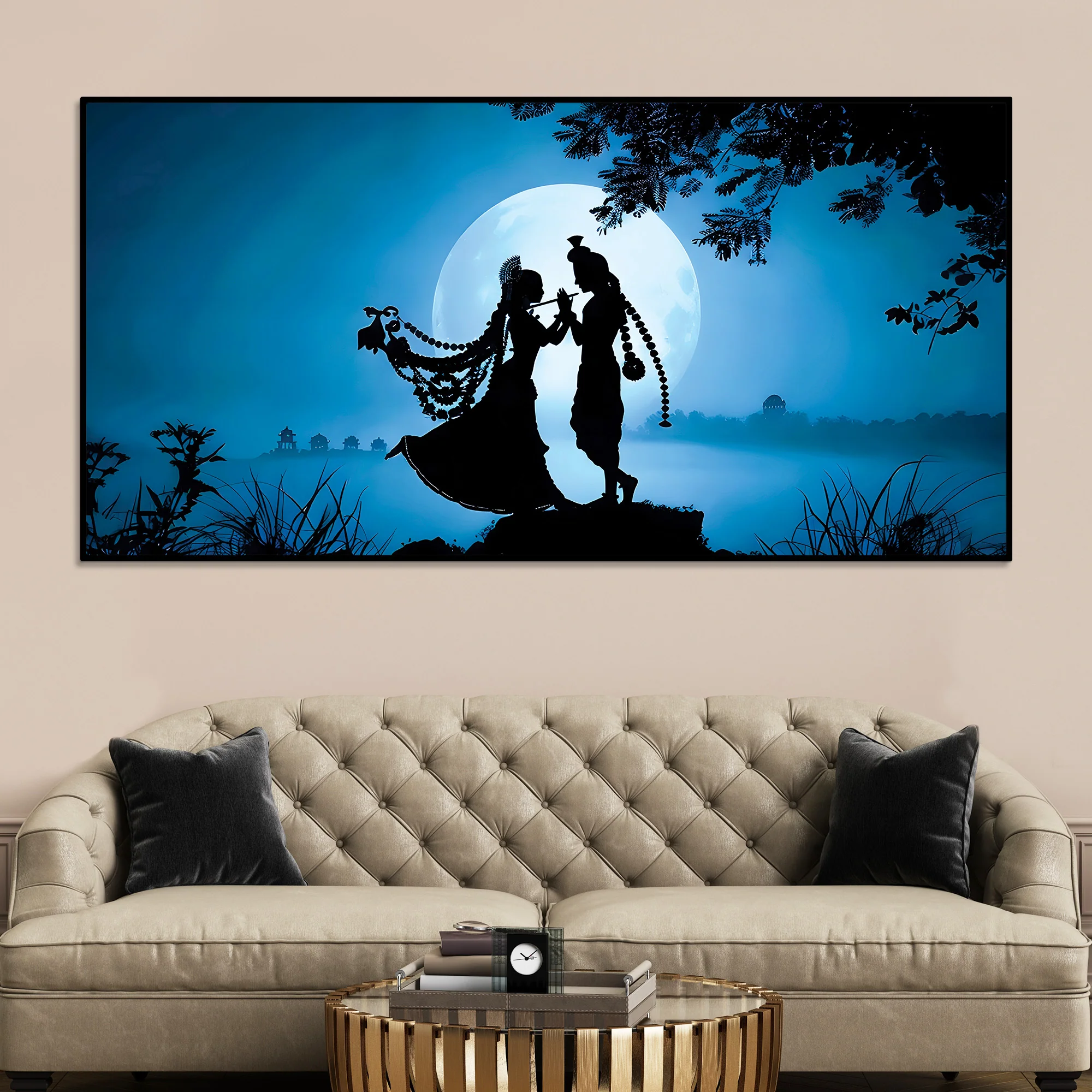 Radha Krishna Spiritual Canvas Painting for Home Decoration - Image 2