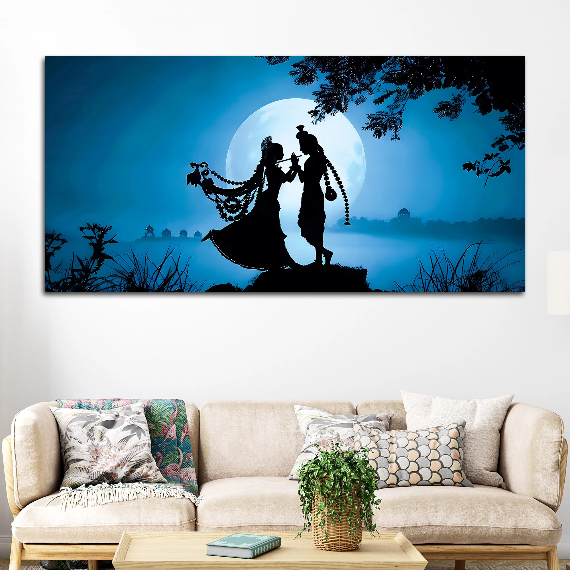 Radha Krishna Spiritual Canvas Painting for Home Decoration - Image 3