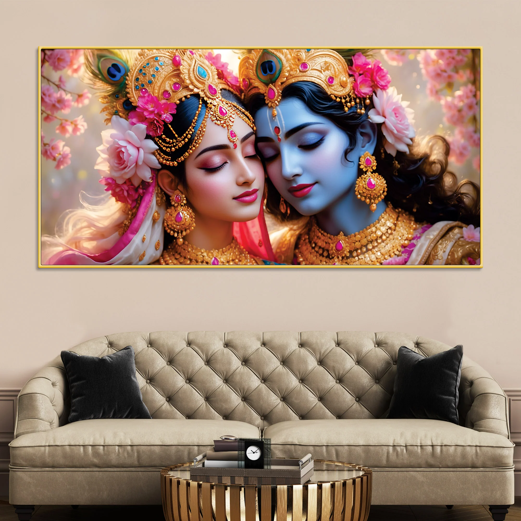Radha Krishna Spiritual Canvas Painting for Modern Wall Decor - Image 2
