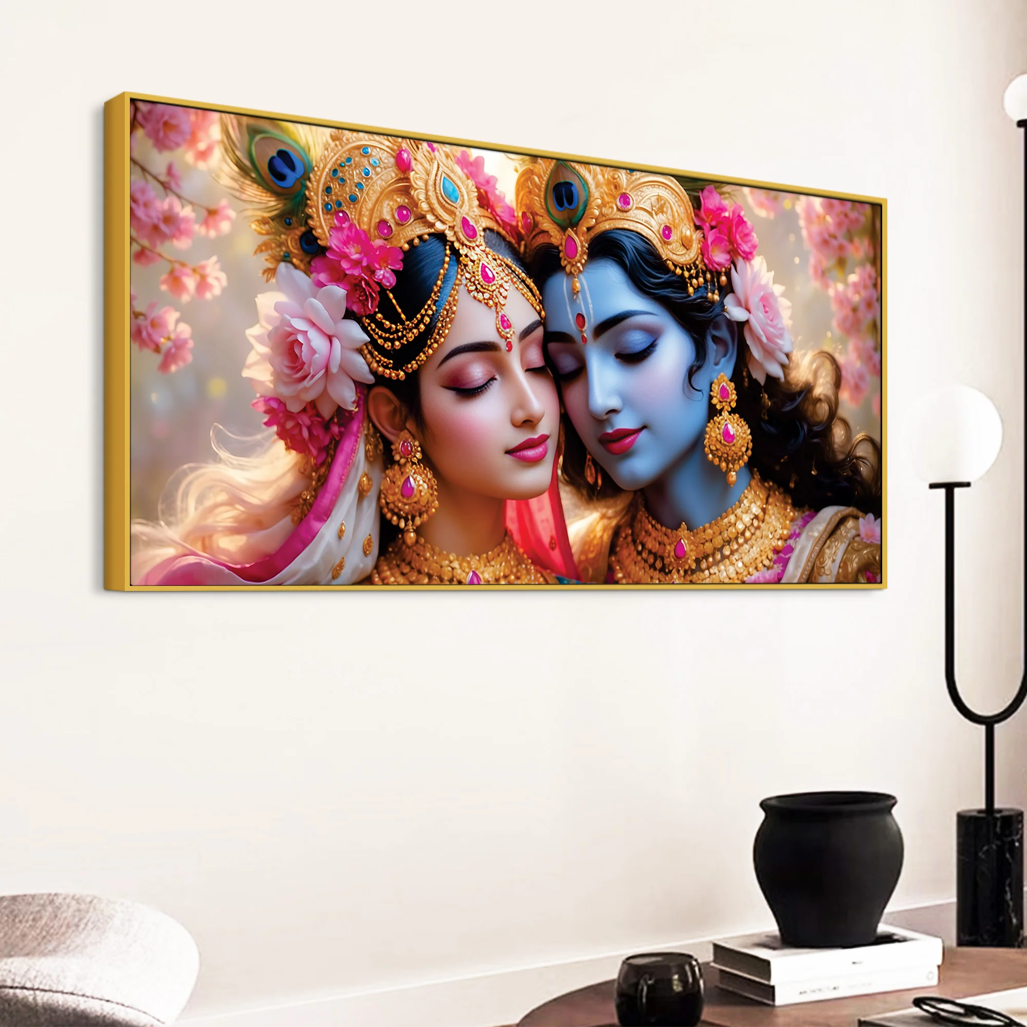 Radha Krishna Spiritual Canvas Painting for Modern Wall Decor - Image 5