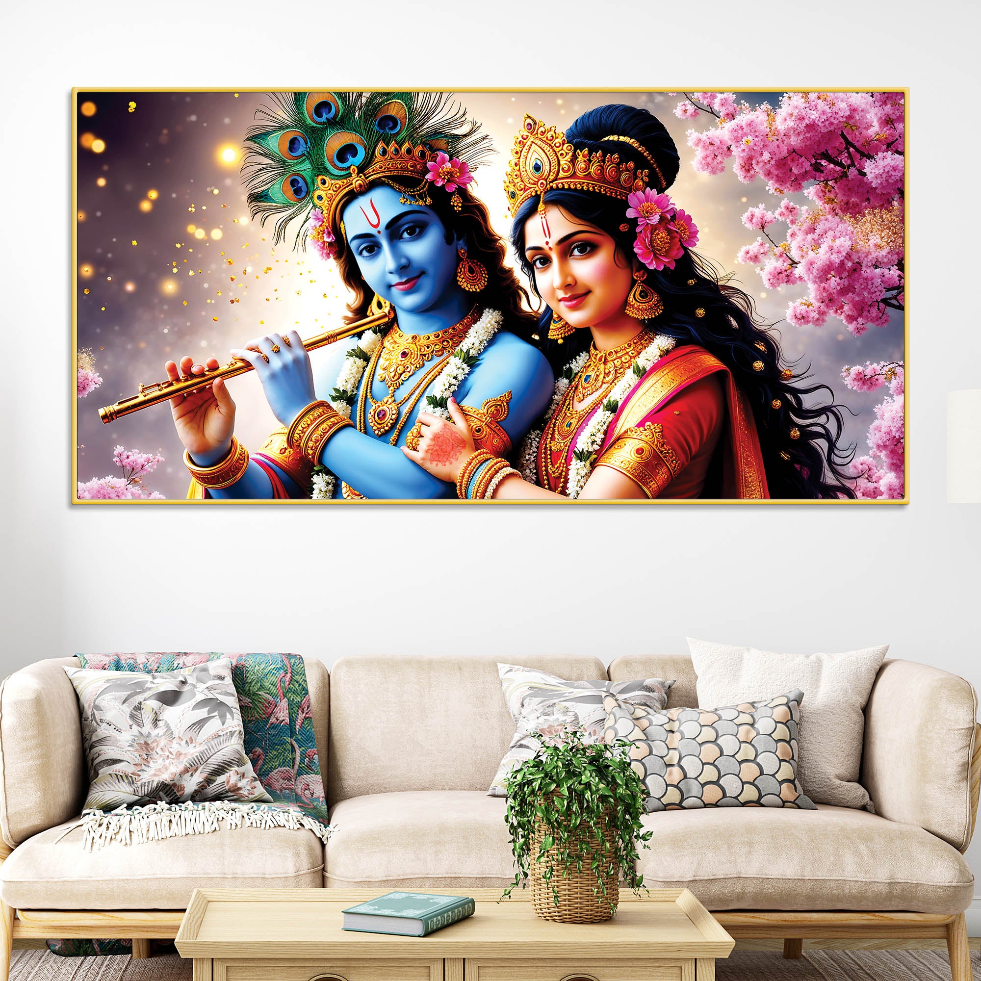Radha Krishna Traditional Canvas Painting for Wall Decoration - Image 2