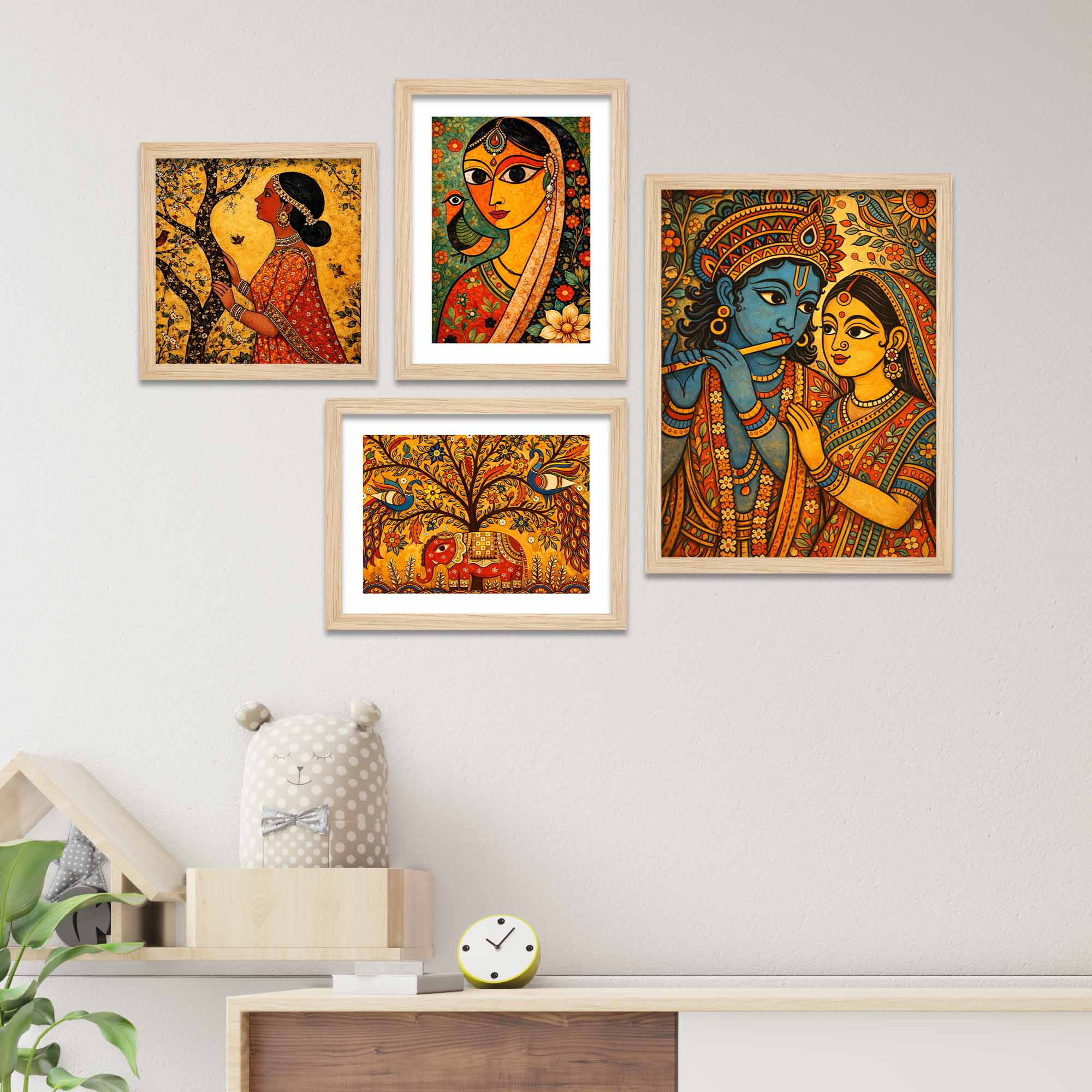 Radha Krishna Wall Frame Set of Four for Housewarming Gift
