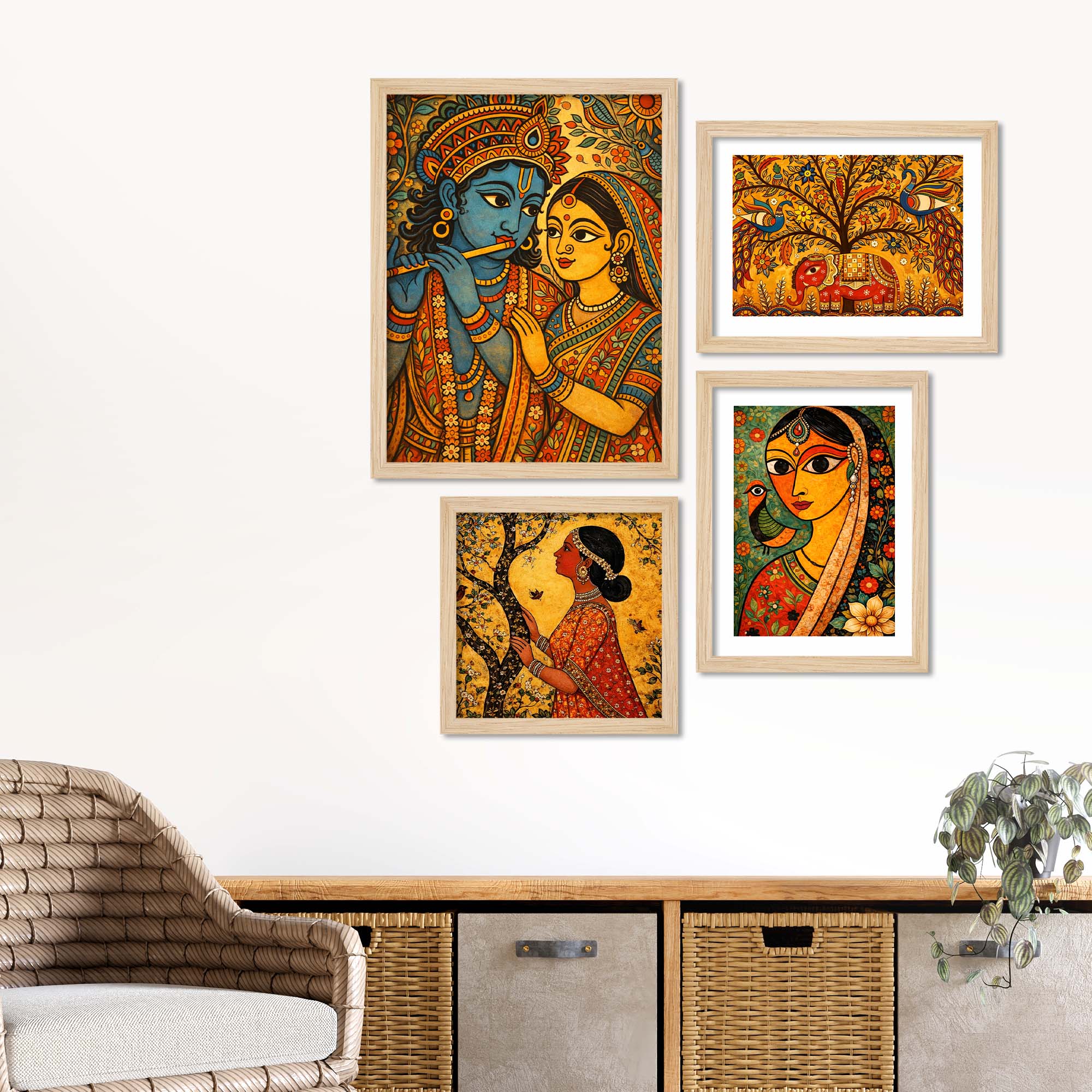 Radha Krishna Wall Frame Set of Four for Housewarming Gift - Image 2