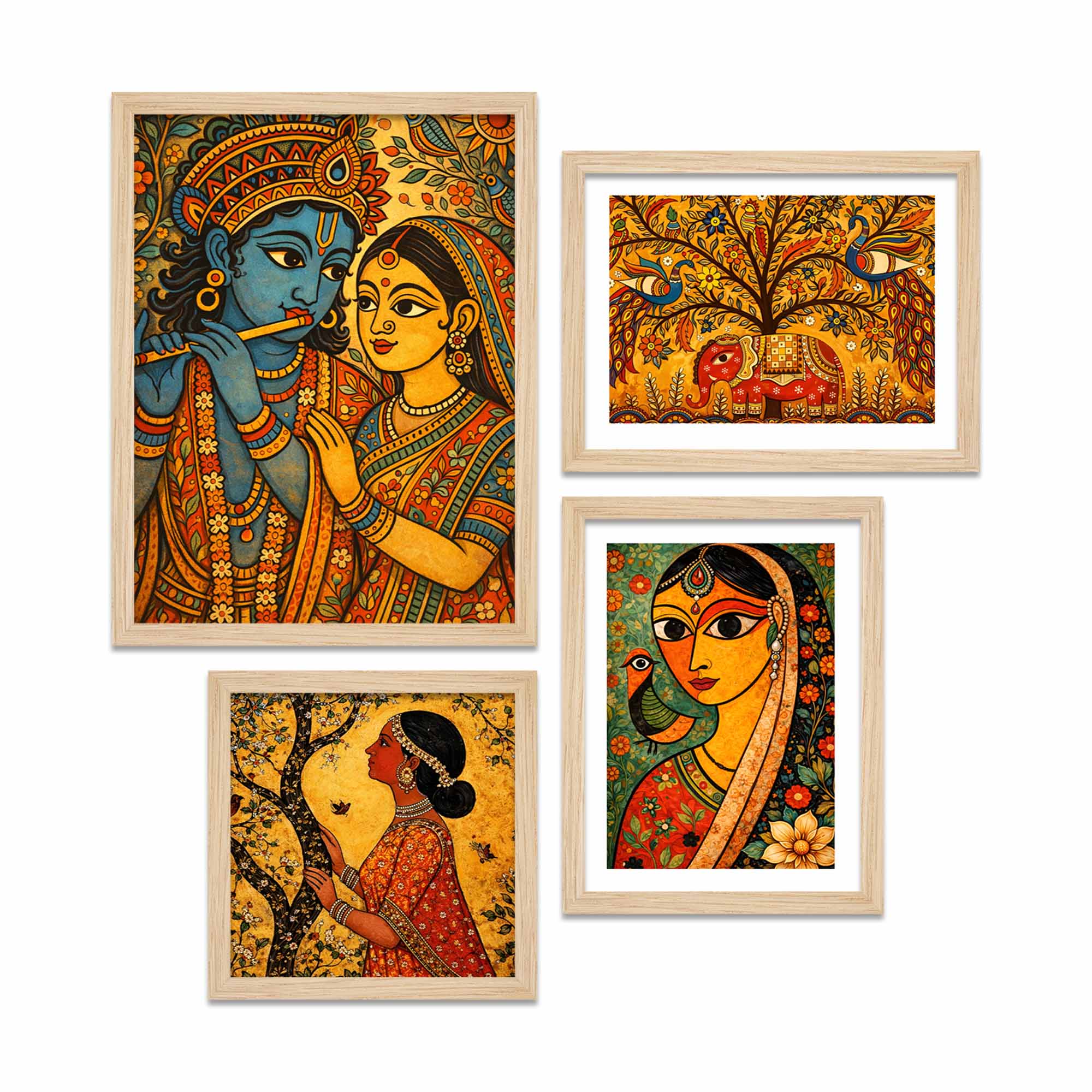 Radha Krishna Wall Frame Set of Four for Housewarming Gift - Image 4