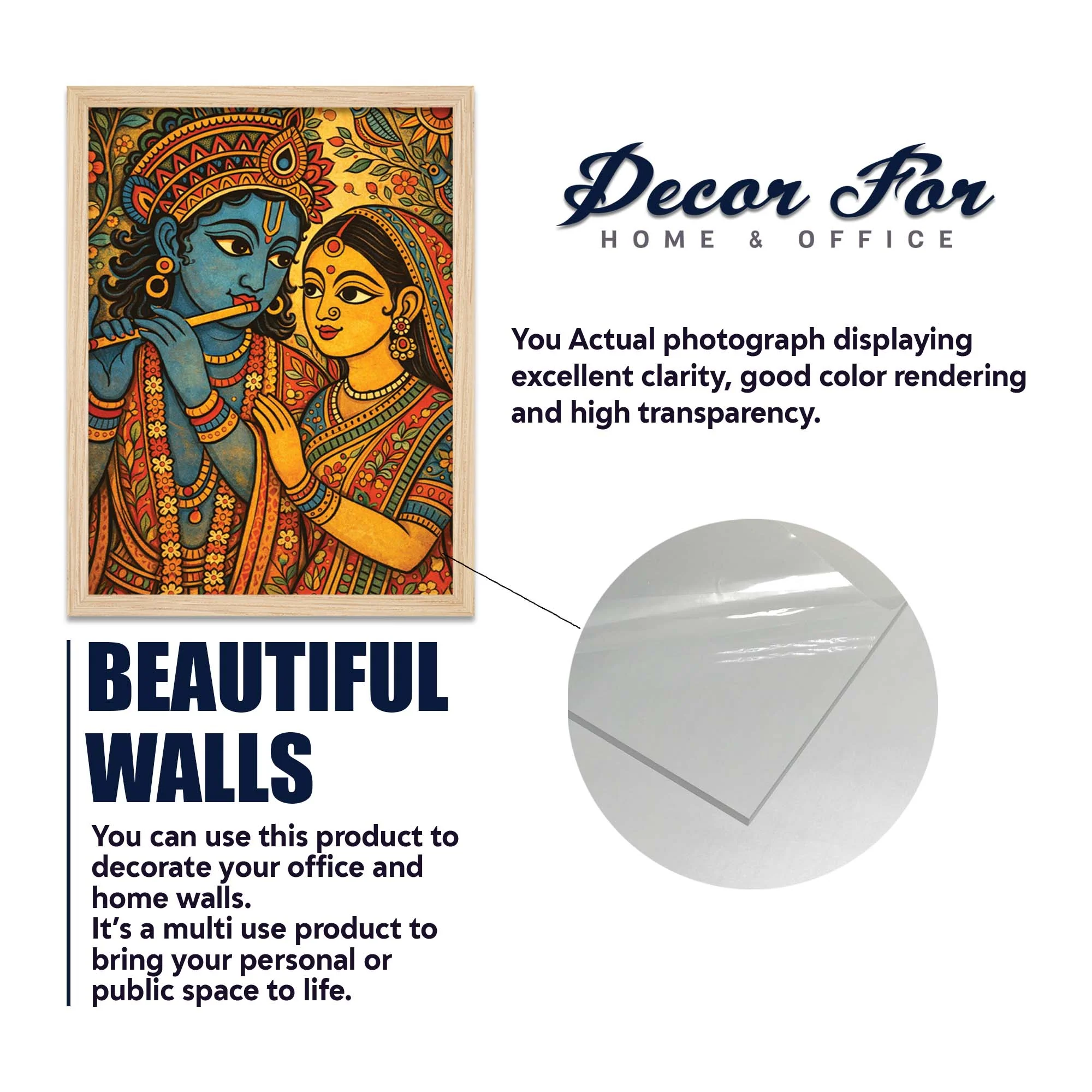 Radha Krishna Wall Frame Set of Four for Housewarming Gift - Image 6